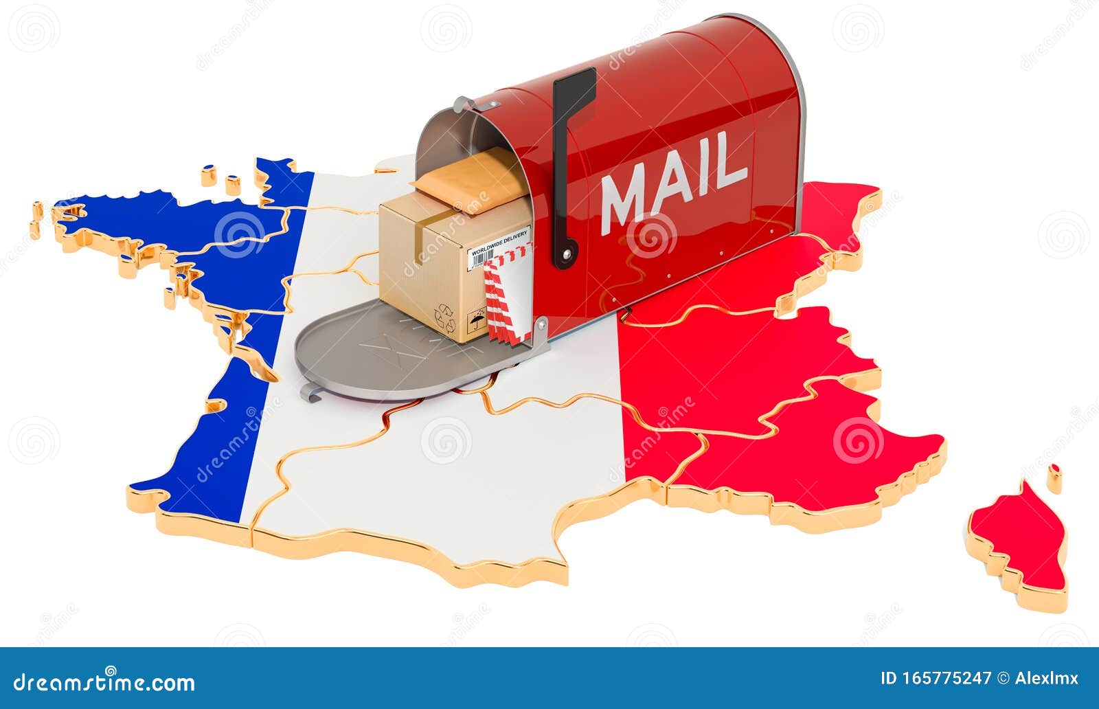 Mailbox on the French Map. Shipping in France, Concept Stock