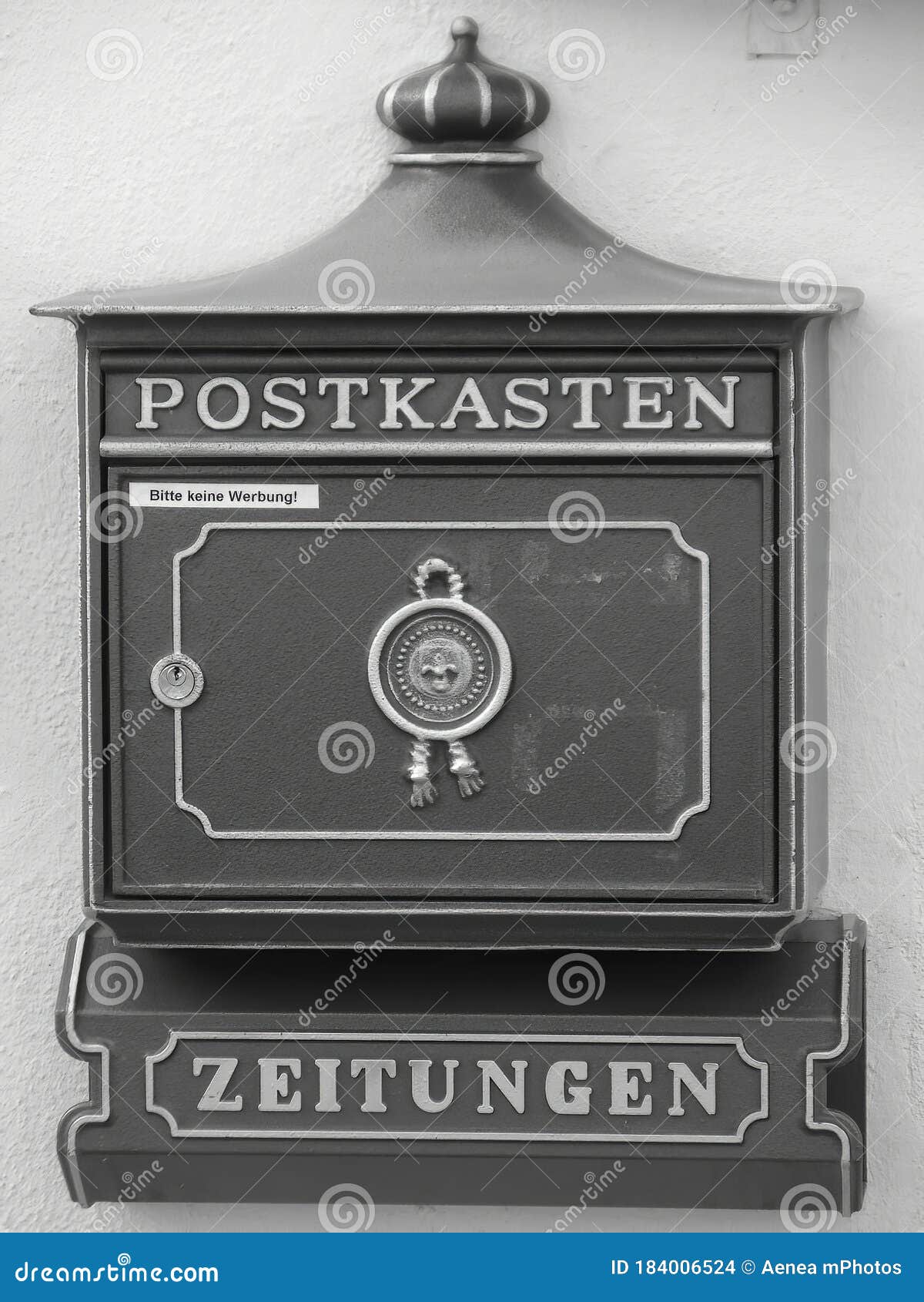 Postbox newspapers stock photo. Image of mailbox, german 184006524