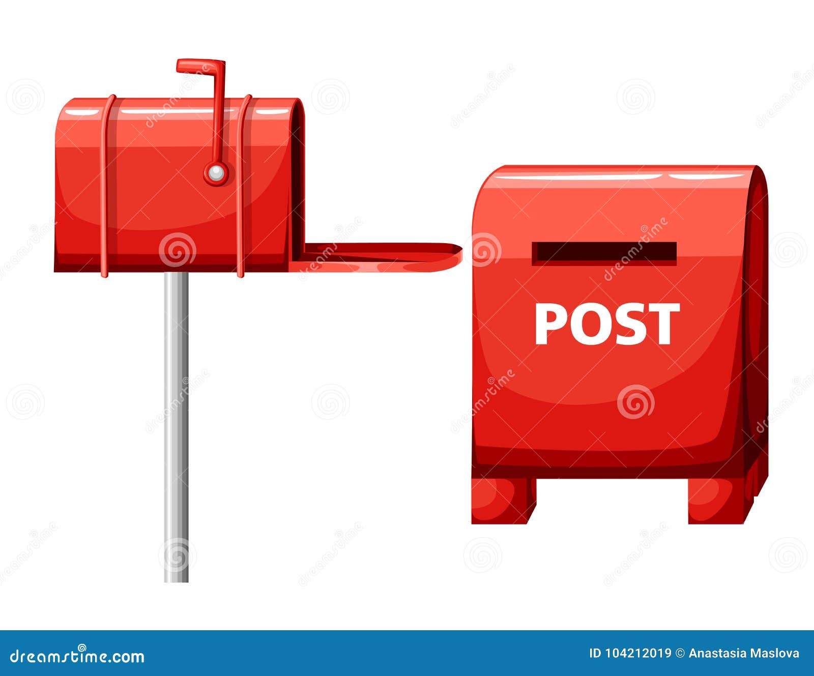 Mailbox Illustration Isolated on White, Flat Post Office Box, Red Mail Box  Cartoon Icon Web Site Page and Mobile App Design Stock Illustration -  Illustration of document, full: 104212019