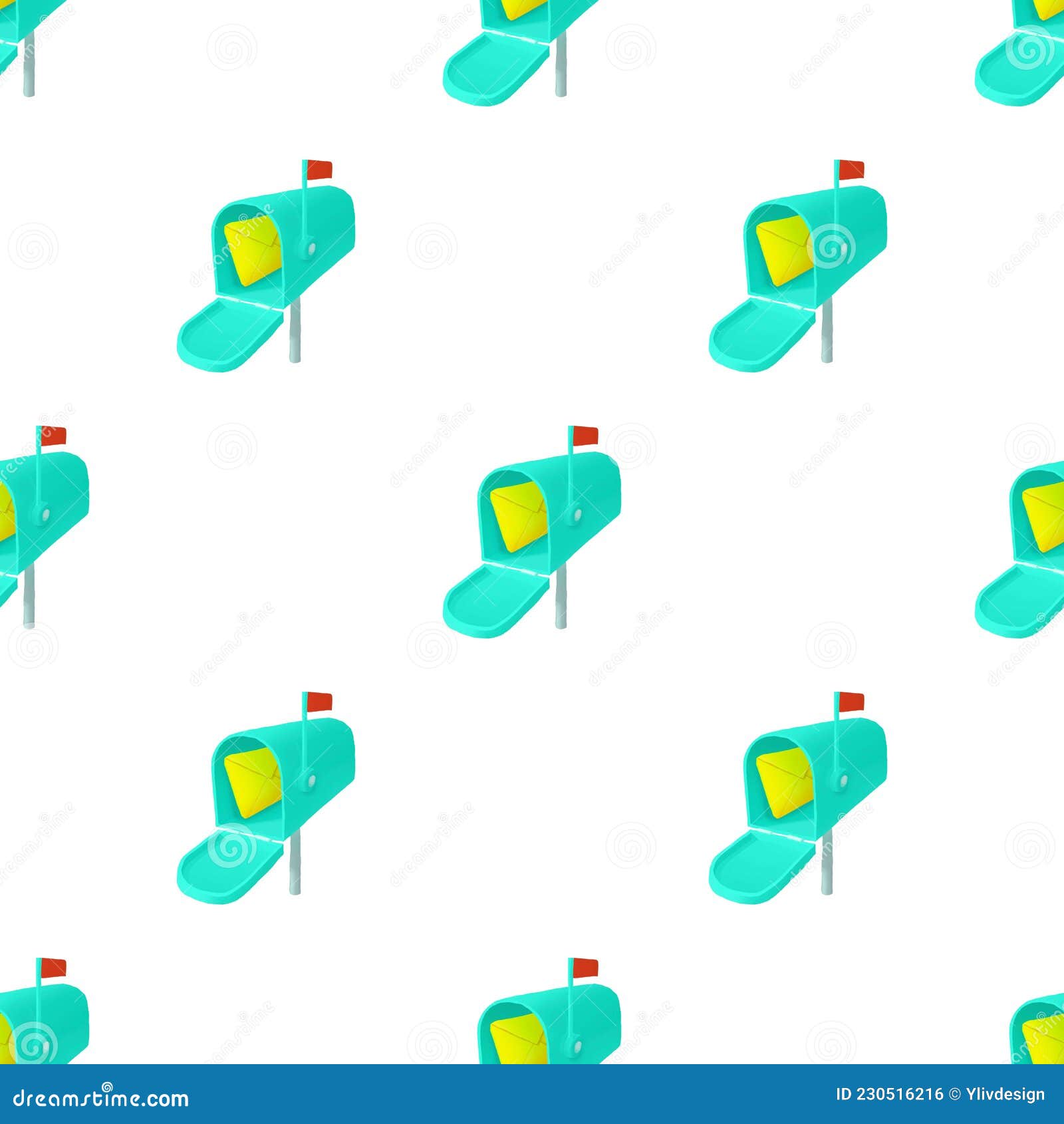 Mailbox with Letter Pattern Seamless Vector Stock Vector - Illustration