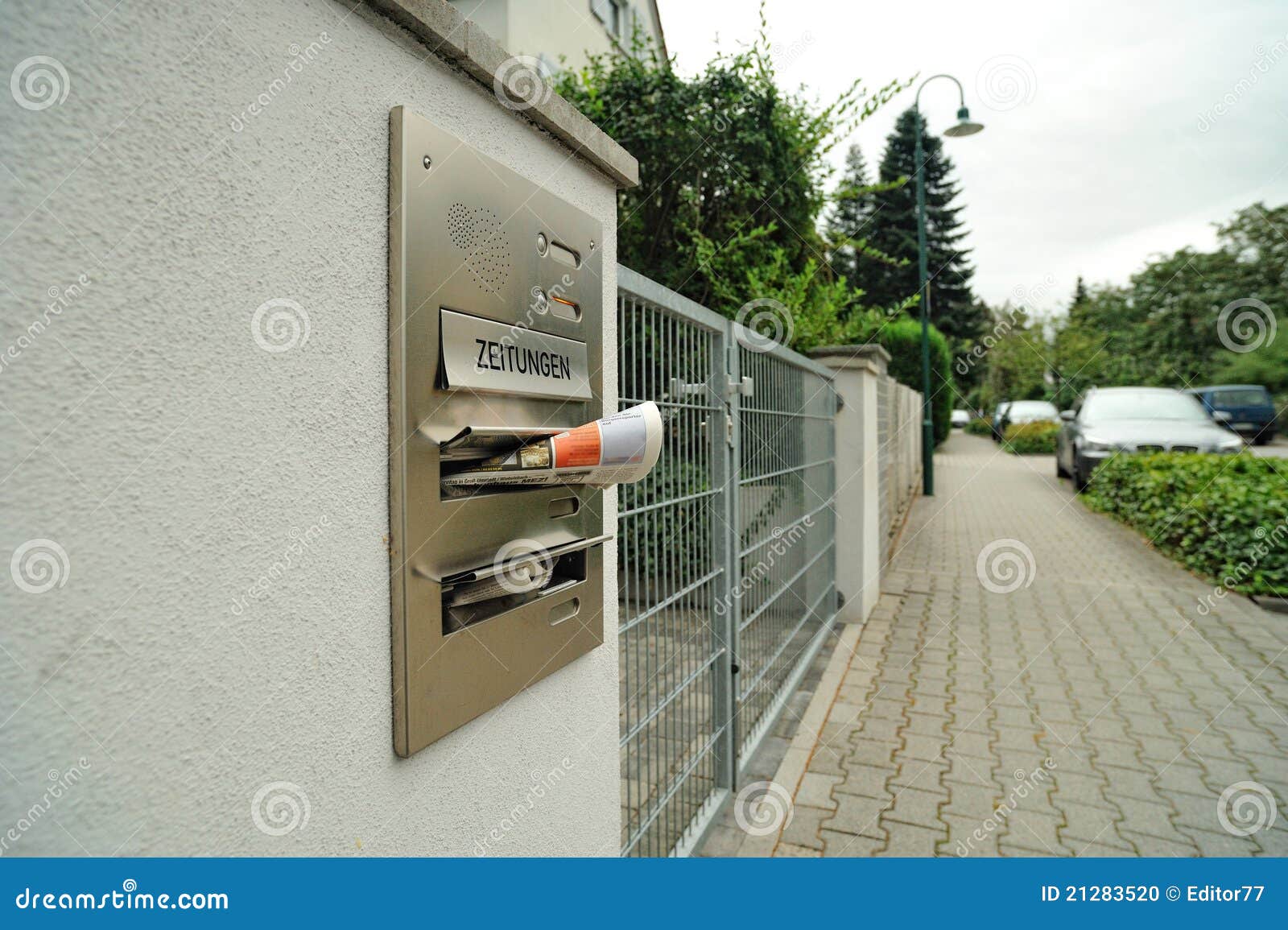 Newspaper in mail box stock photo. Image of delivery 21283520