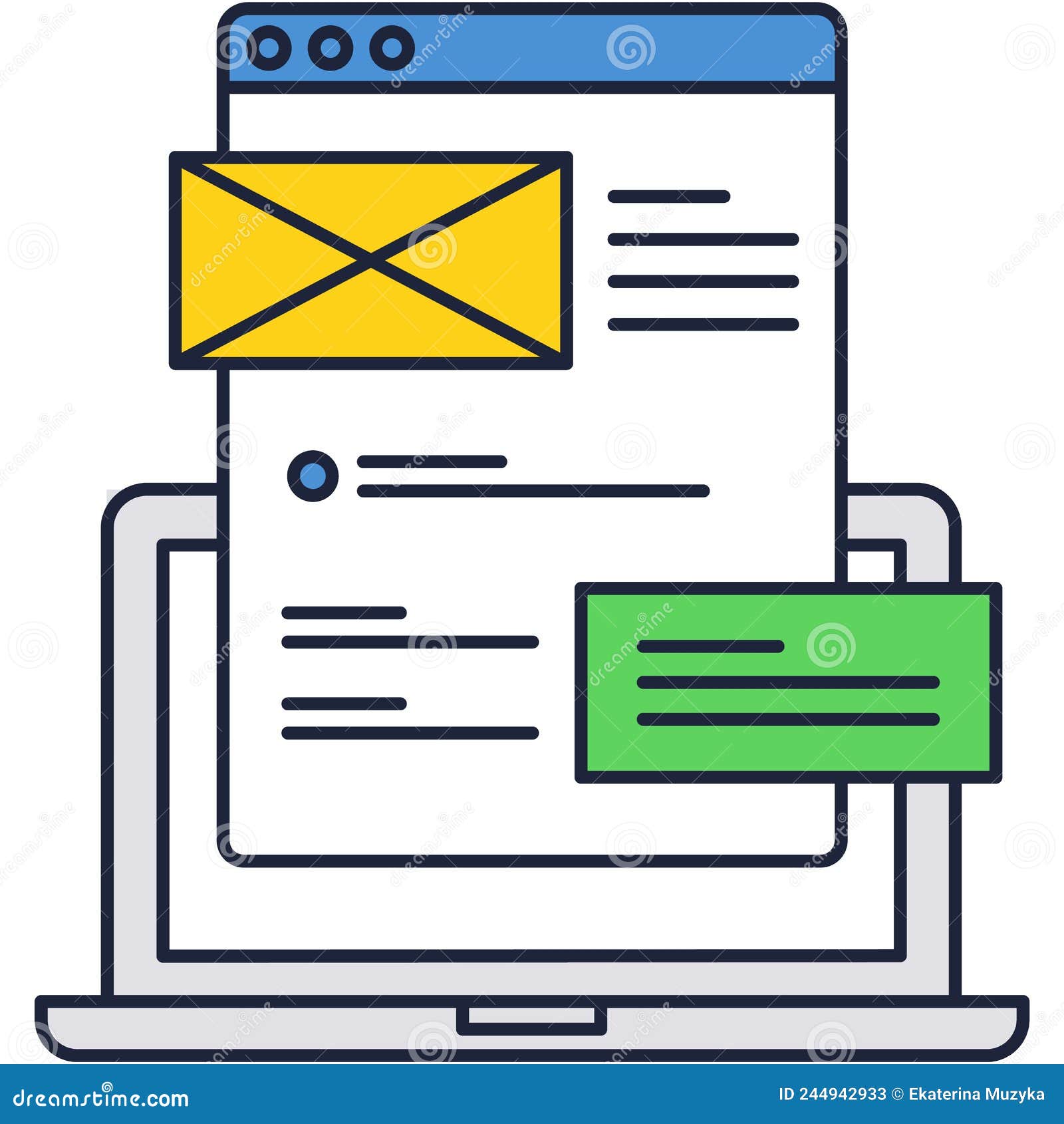 mailing and chatting via computer icon line 