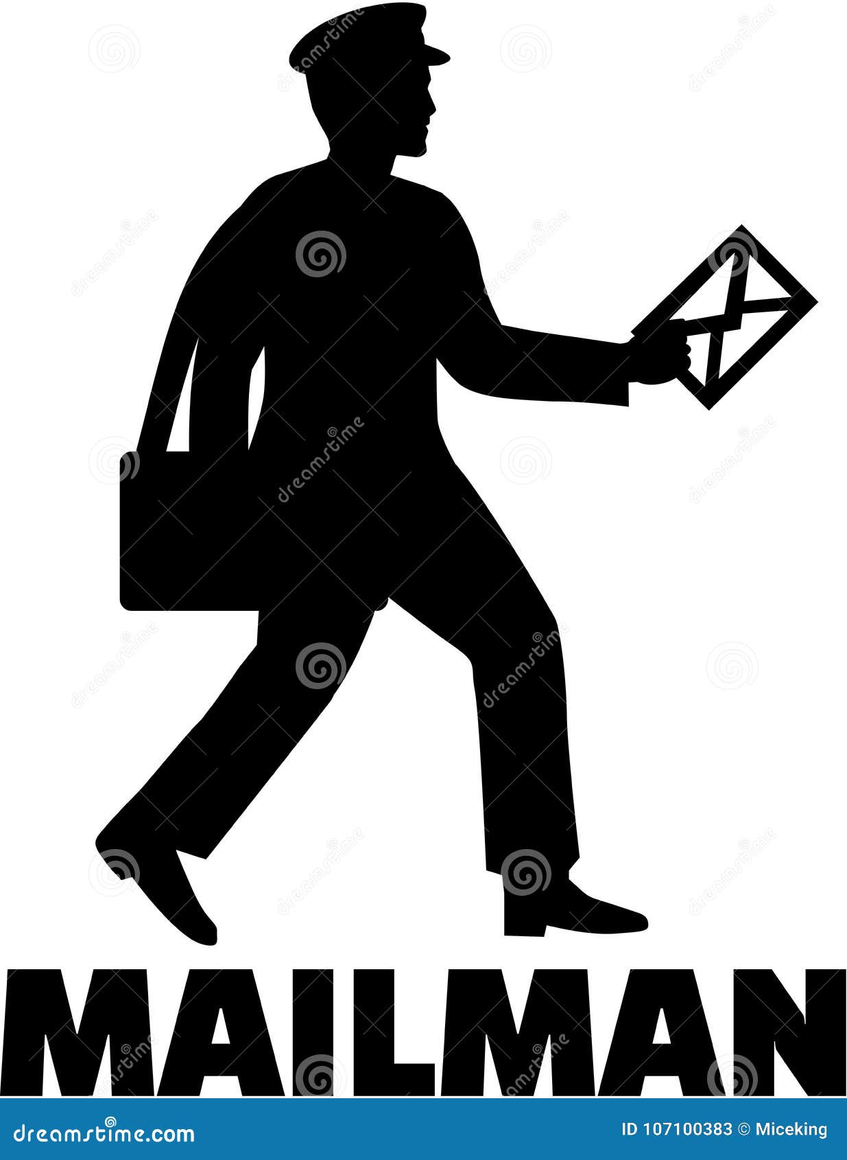 Mailman with job title stock vector. Illustration of logo 107100383