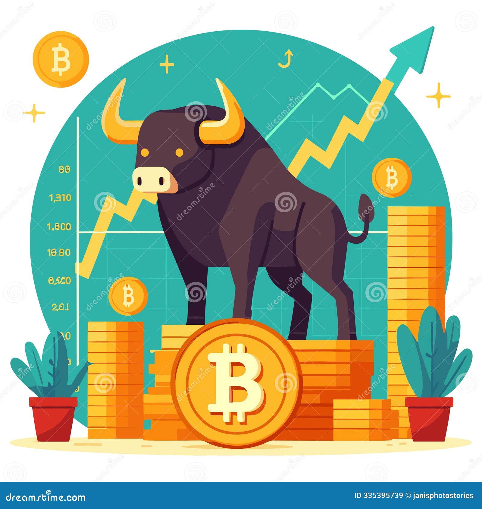 Bull Illustration with Bitcoin Coins in a Bullish Market, Vector Art,  Cryptocurrency Trends Stock Vector - Illustration of profit, commerce:  335395739