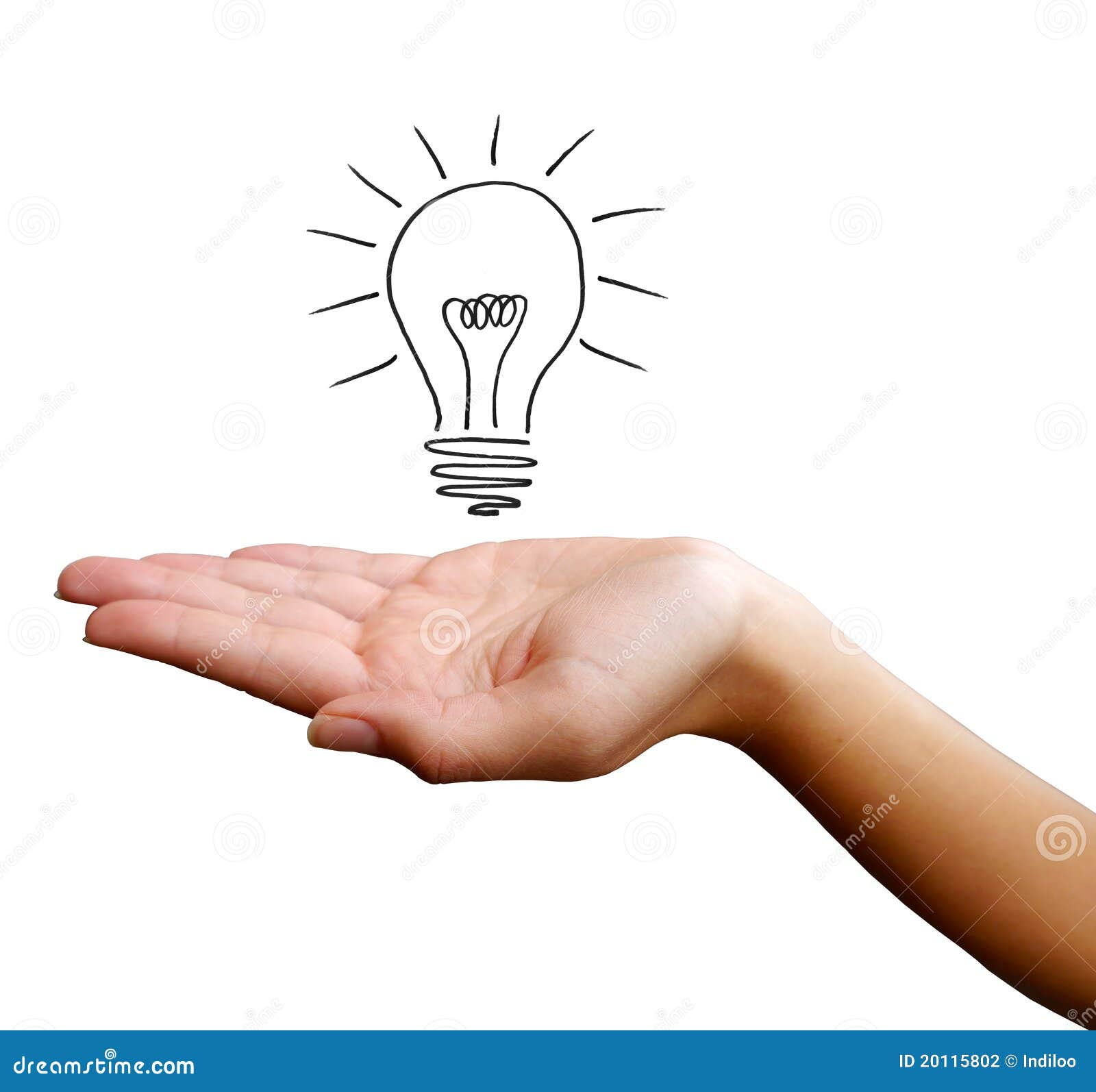 Main avec l'ampoule photo stock. Image du inspiré, paume 20115802