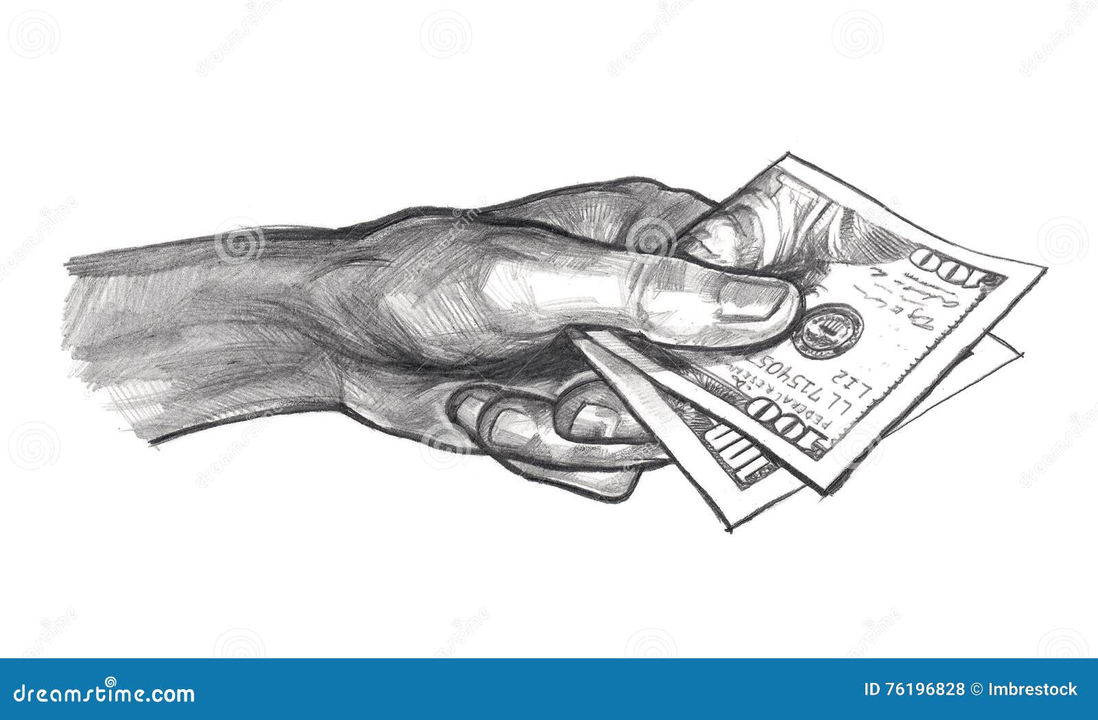 Main Avec L Argent Dessin Au Crayon Illustration Stock Illustration Du Dollar Graphisme