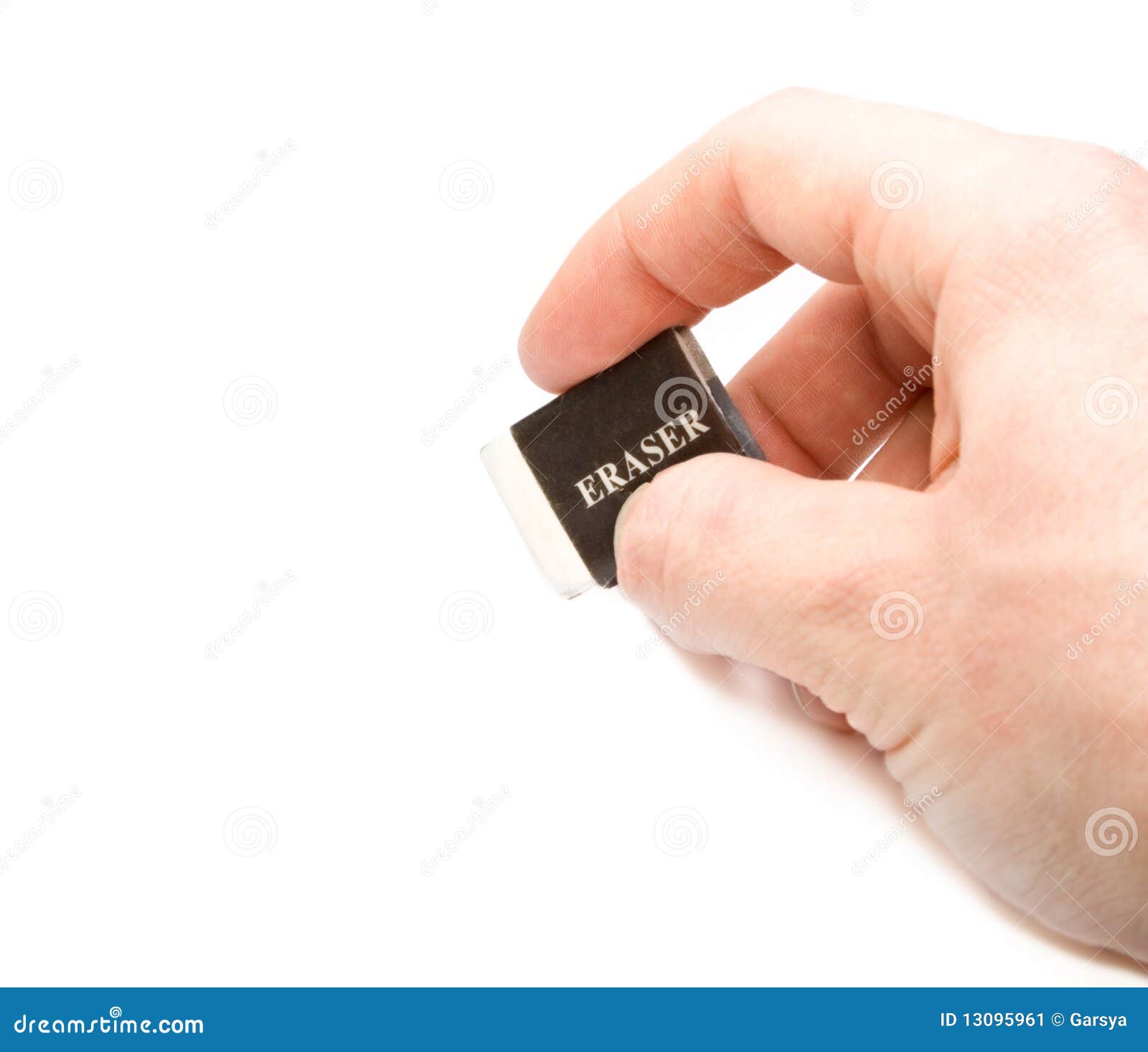 Main Avec La Gomme A Effacer Image Stock Image Du Retrait Papier