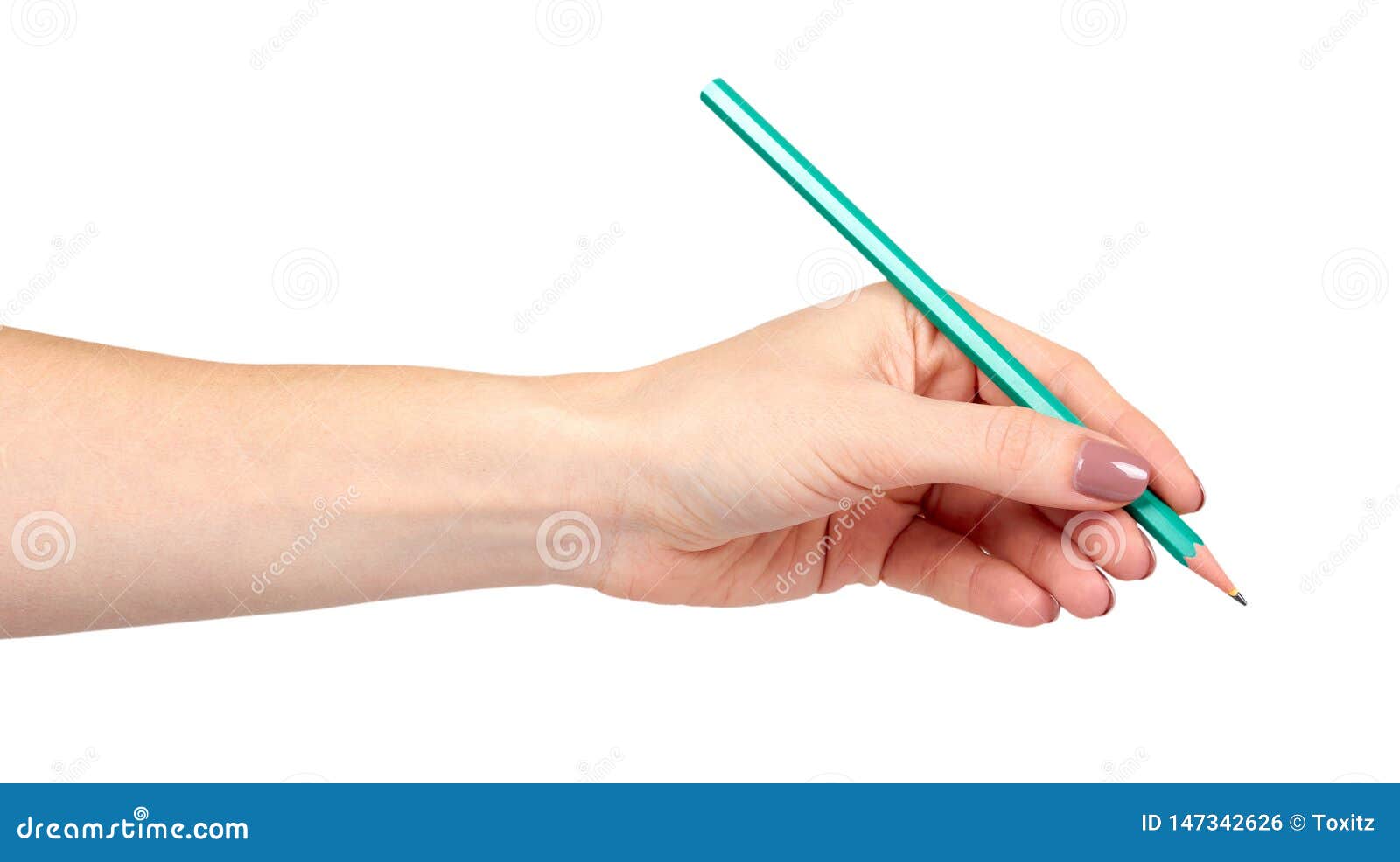 Main Avec Le Geste De Crayon, De Dessin Ou De Writinng Photo stock