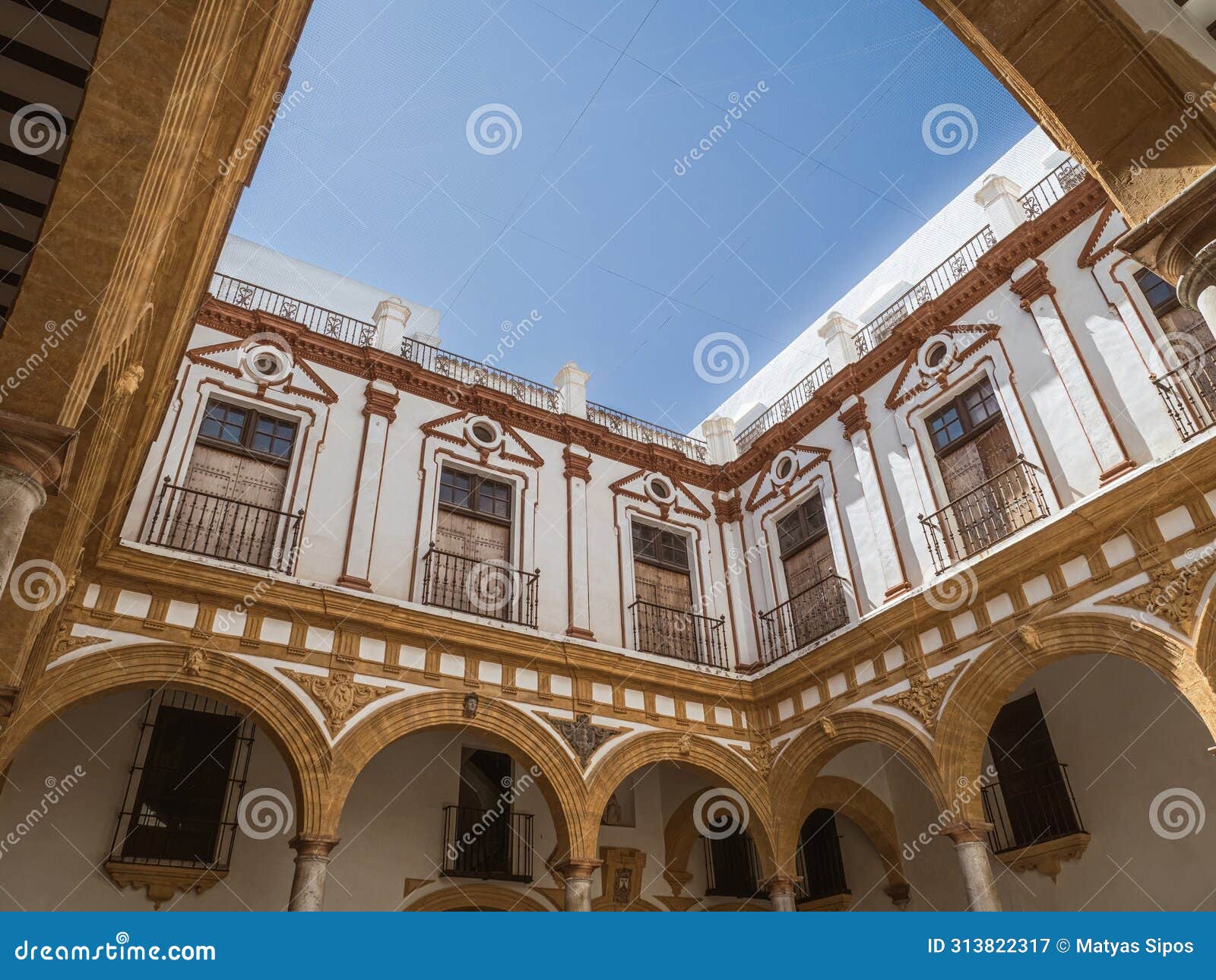 the main courtyard of the old historical women's hospital nuestra senora del carmen hospital in cÃÂ¡diz, andalusia, spain