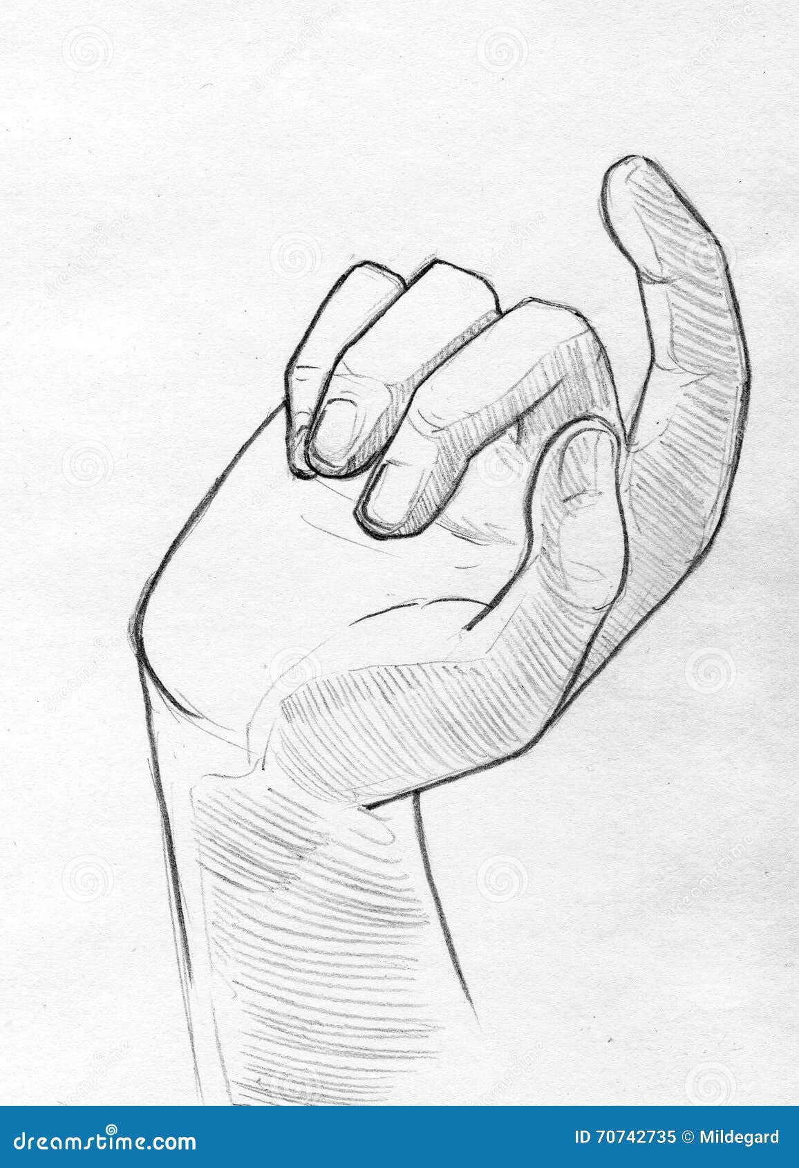 Main croquis de crayon illustration stock. Illustration du gestes