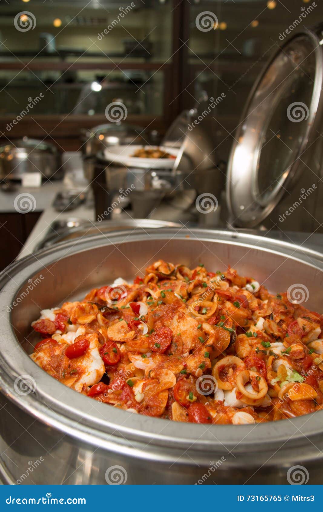 Main Dishes Served in International Buffet Restaurant Stock Image