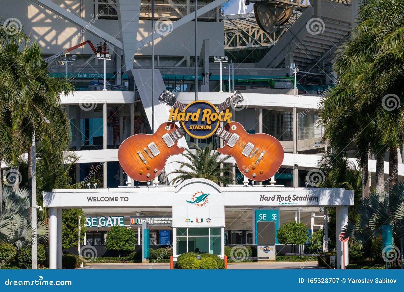 Main Entrance To Hard Rock Stadium Of The Miami Dolphins Hard Rock Stadium Super Bowl Liv Stadium For Miami Open 2020 Editorial Photography Image Of 2020 Drone 165328707