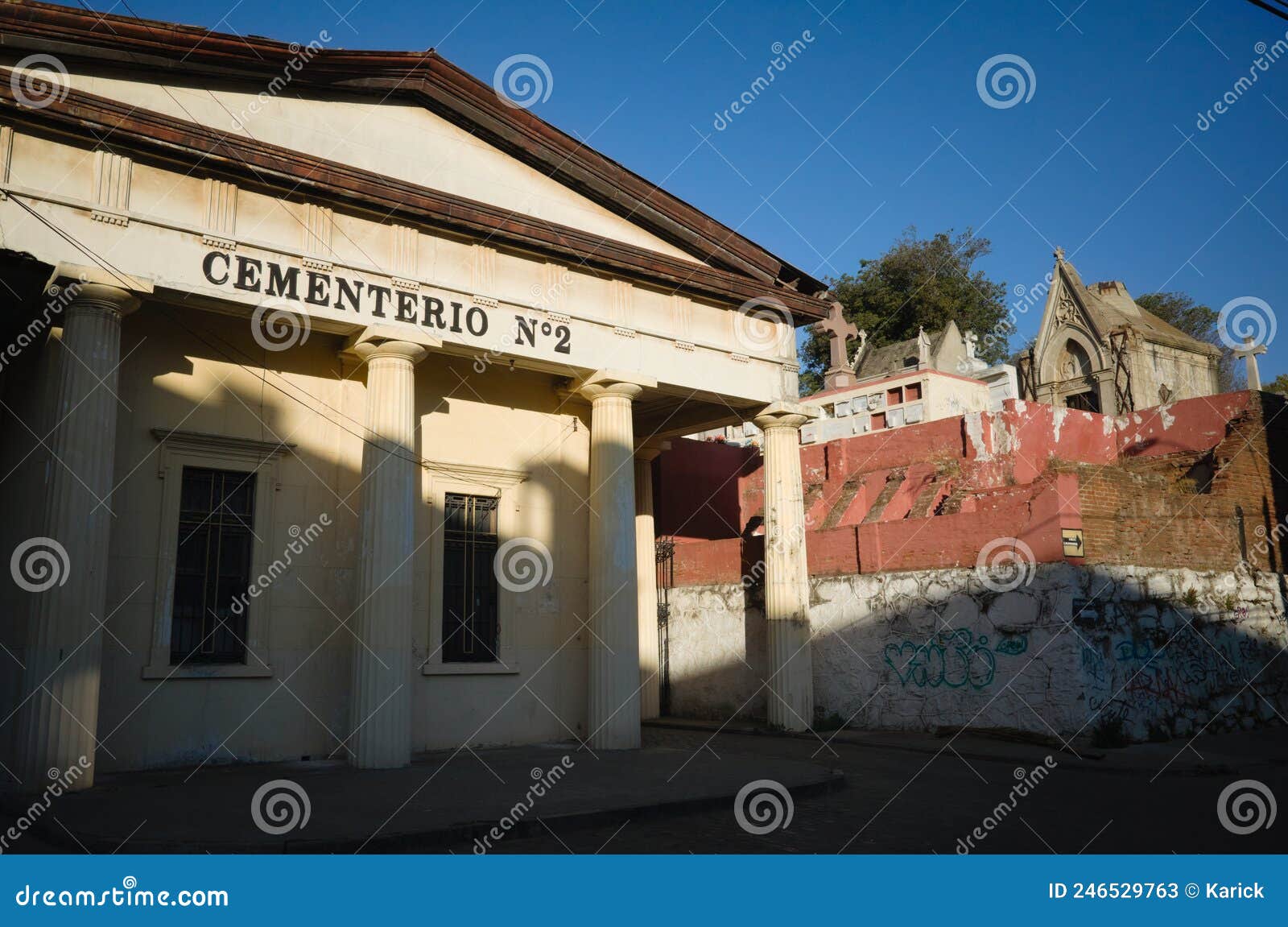 main entrance to old city cemetery cementerio 2 de valparaiso in cerro panteon, valparaiso, chile