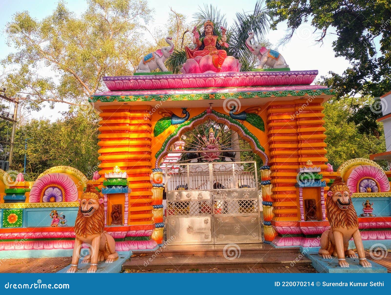 Main Gate of a Temple with Colourfull Design. Stock Photo - Image of