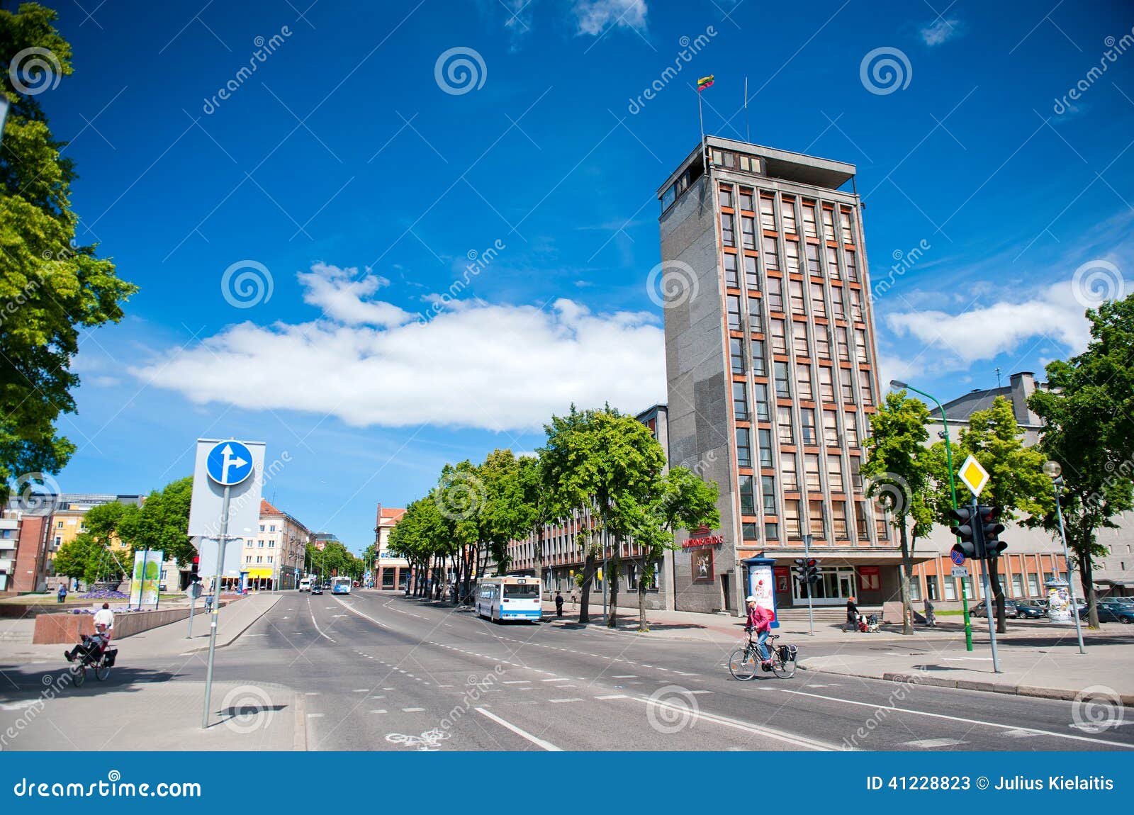 The main Klaipeda city street - H.Mantas street, Klaipeda, Lithuania. KLAIPEDA, LITHUANIA - JUNE 1: The main Klaipeda city street - H.Mantas street on June 1, 2014 Klaipeda, Lithuania. Klaipeda is the third largest city in Lithuania. In 2014 the population is 157,350.