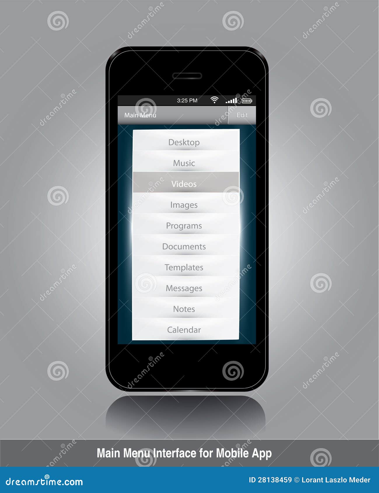 main menu interface for mobile app stock vector illustration of