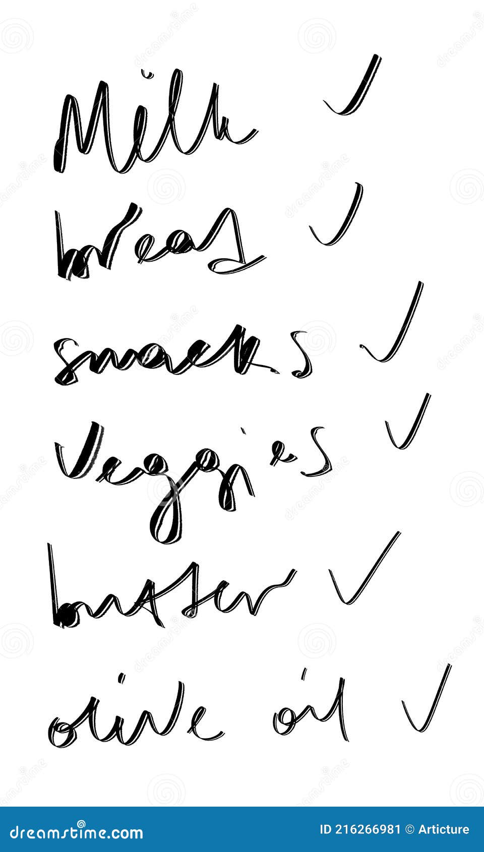 Main Shopping List - Handwritten Items On Blank Paper Sheet With Check ...