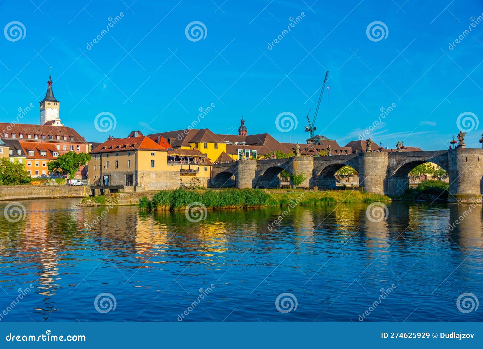Mainbrucke Bridge Over River Main in Wurzburg, Germany Stock Image