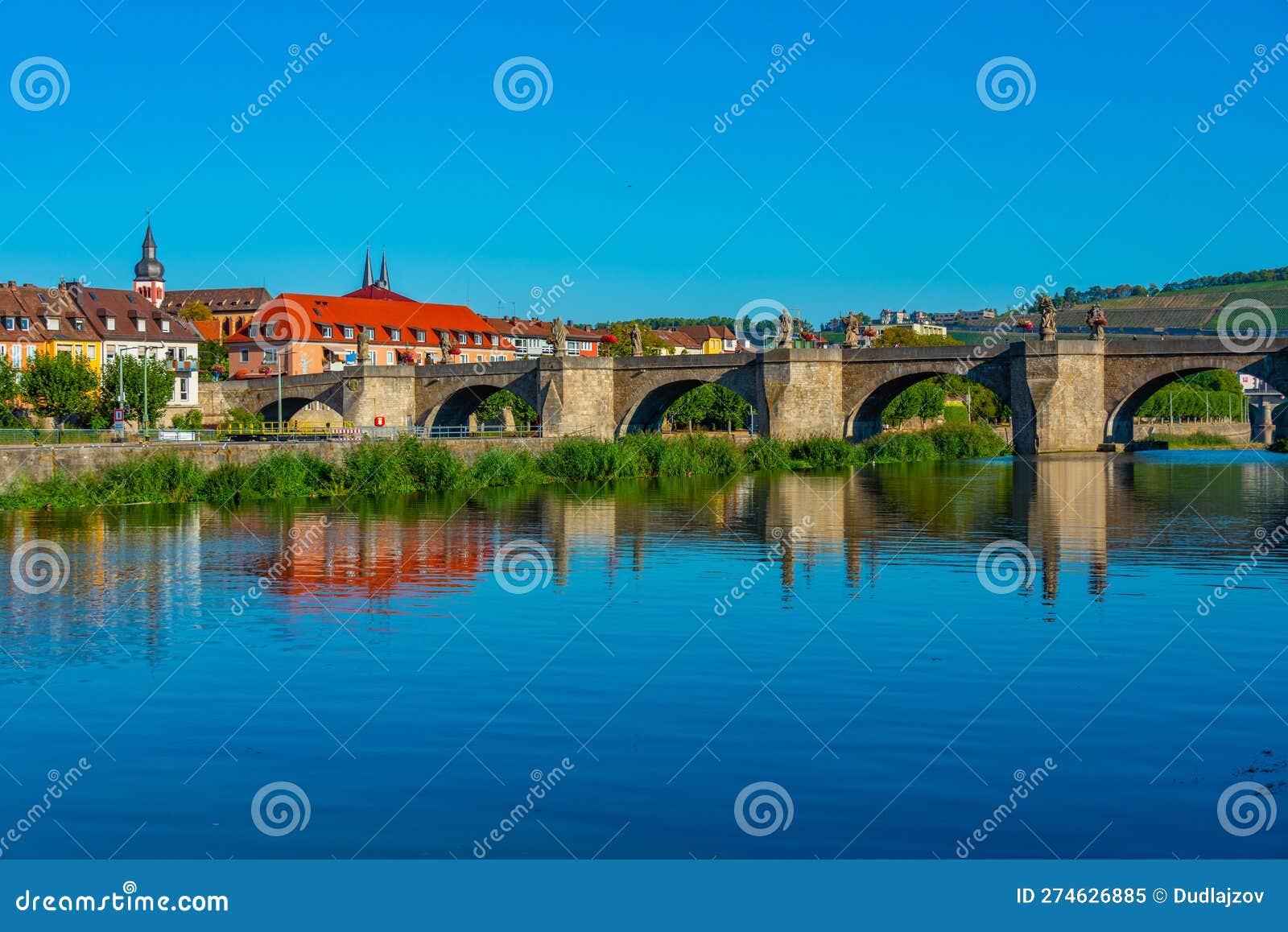 Mainbrucke Bridge Over River Main in Wurzburg, Germany Stock Image