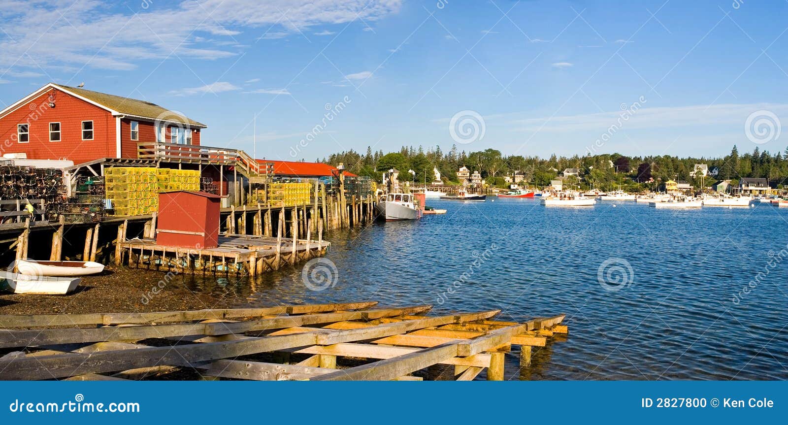 maine fishing harbor panorama