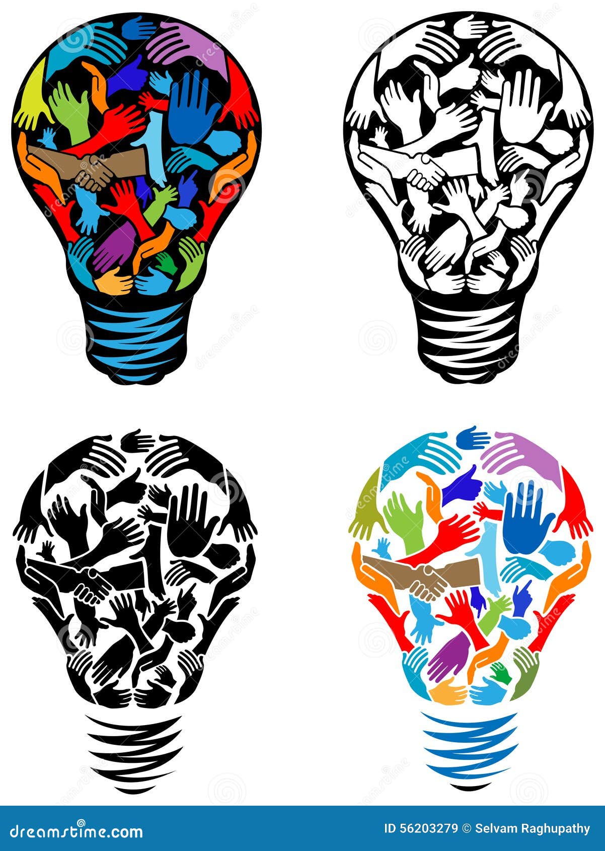 Mains dans l'ampoule illustration de vecteur. Illustration du amis