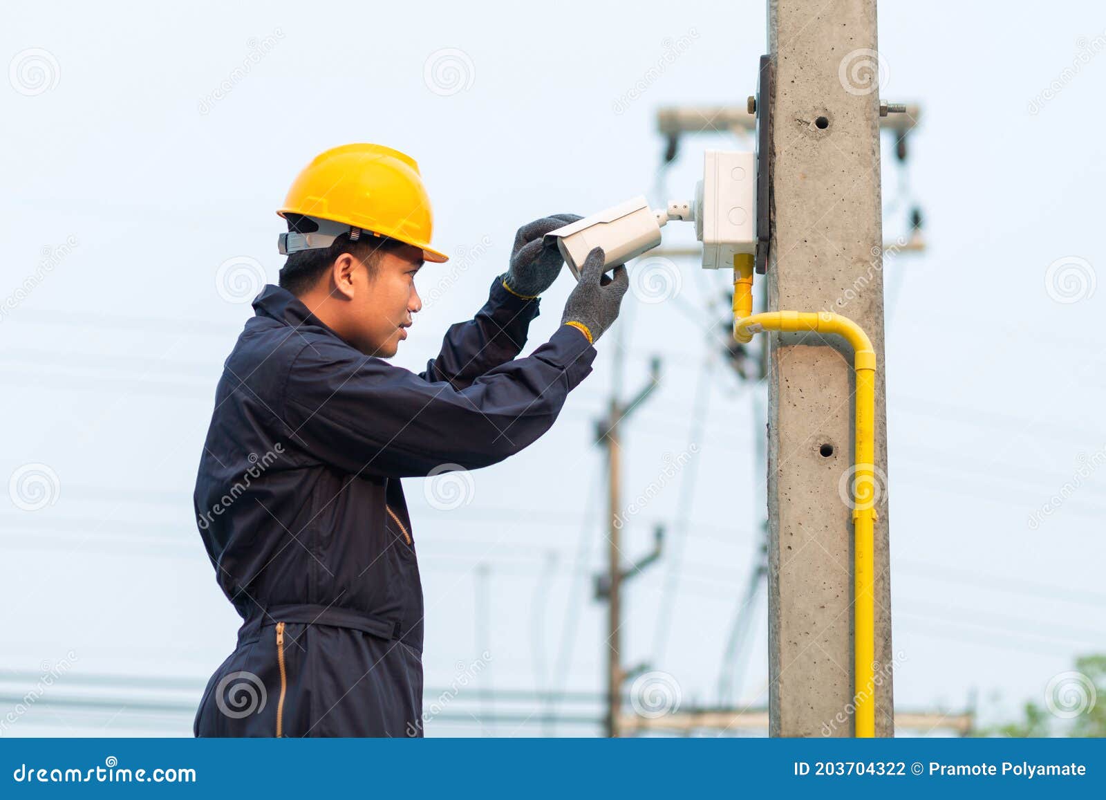 Maintenance Technician Checking CCTV Camera Stock Photo Image of cctv