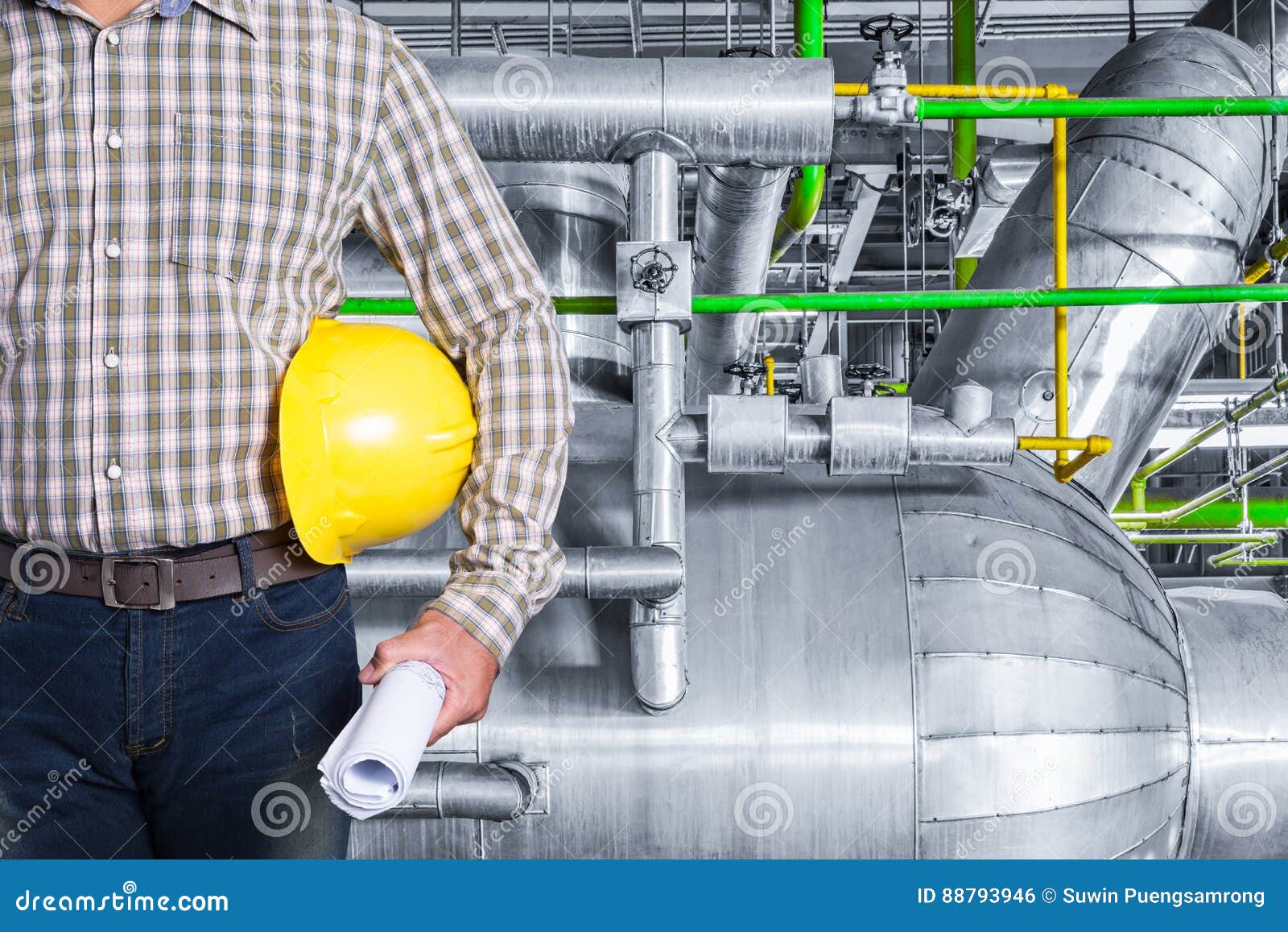 Maintenance Technician Inside Thermal Power Plant Factory Stock Photo