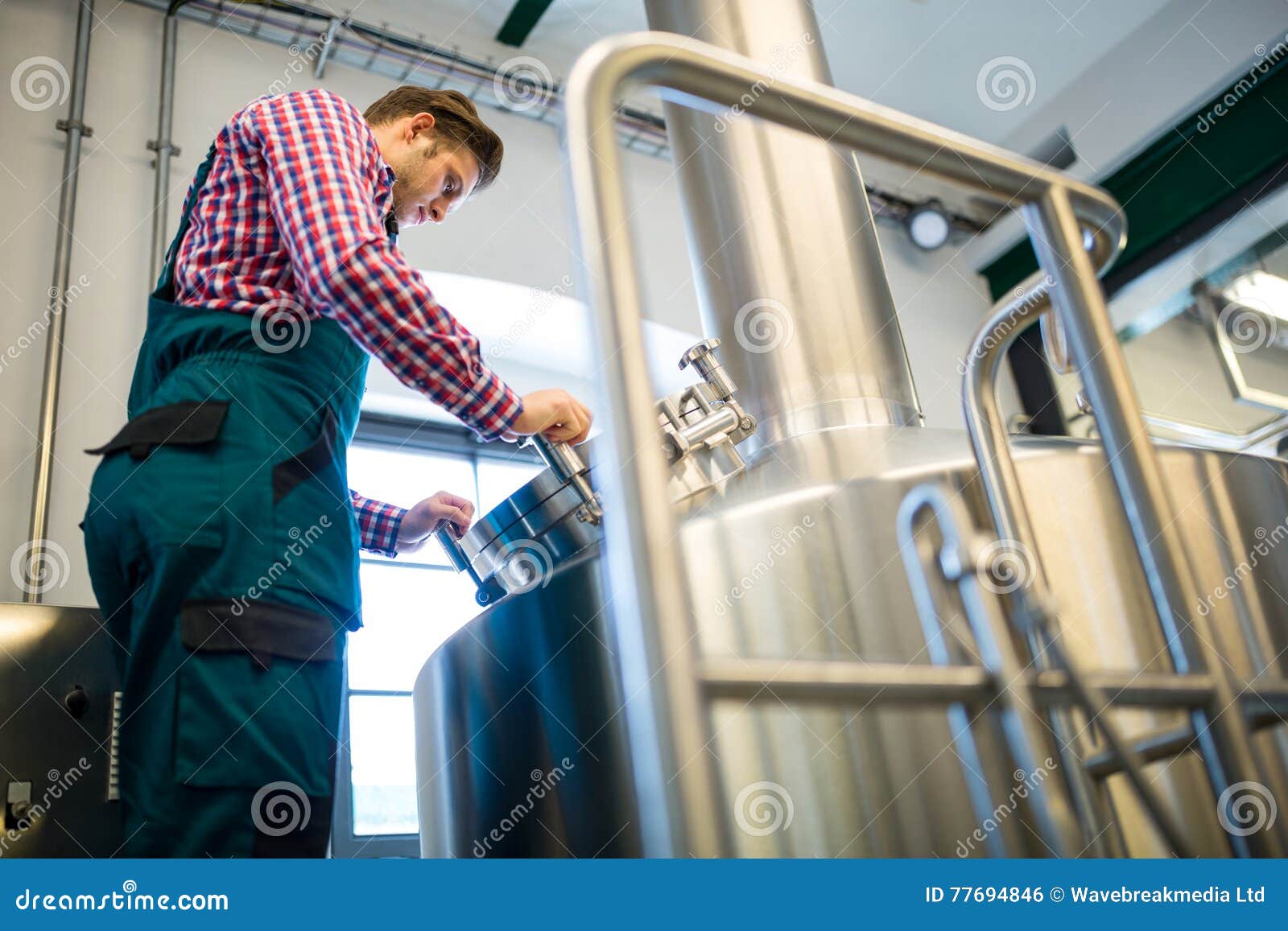 Maintenance Worker Working at Brewery Stock Photo Image of indoors