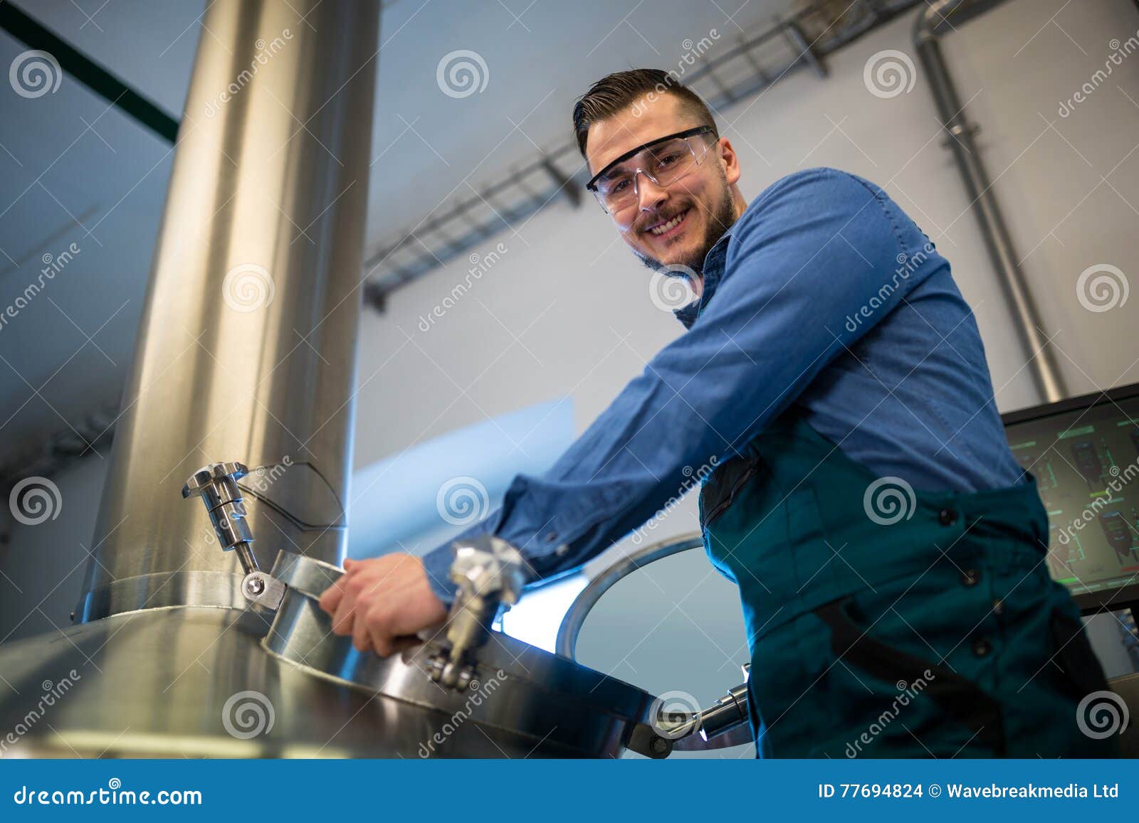 Maintenance Worker Working at Brewery Stock Photo Image of machinery