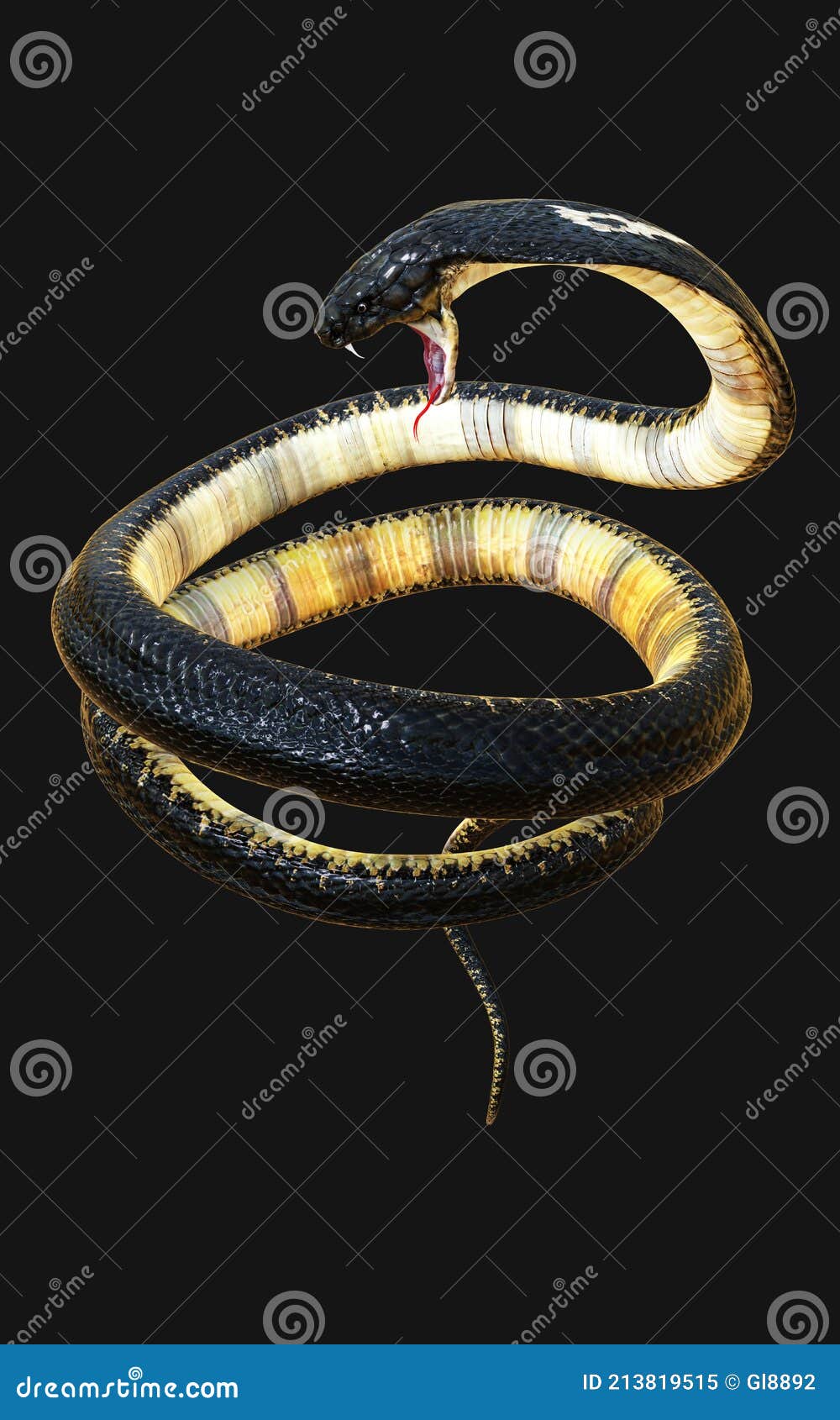 3d ilustração cobra rei a cobra venenosa mais longa do mundo