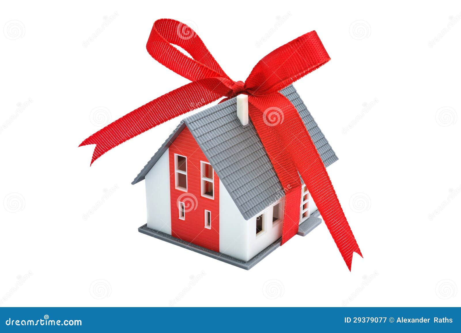 maison de cadeau avec la bande rouge image stock image