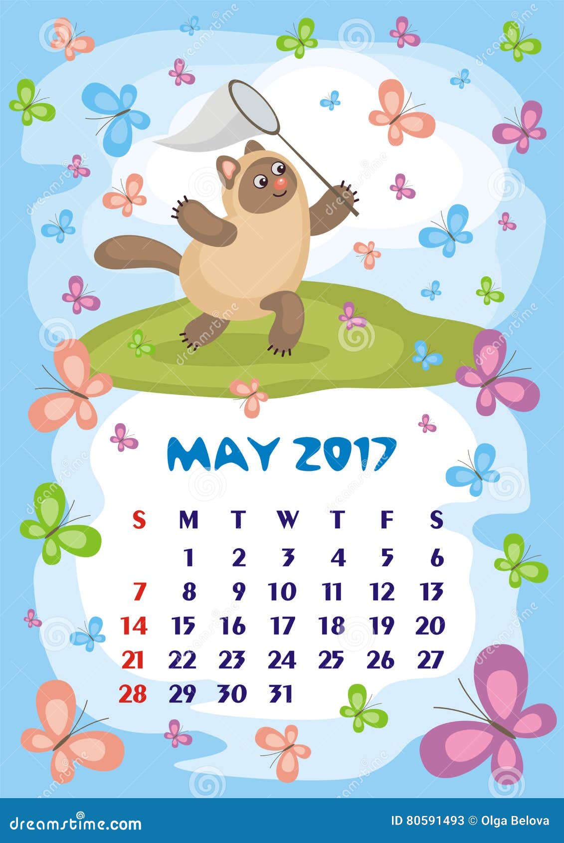 Maj 2017 Kalender Vektor Illustrationer Illustration Av Illustrationer