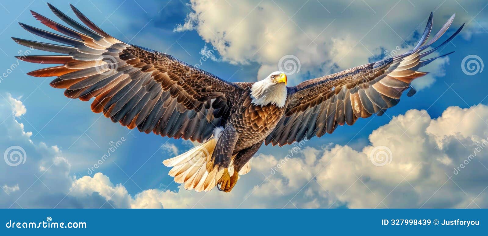 majestic bald eagle soaring in the sky. generative ai.
