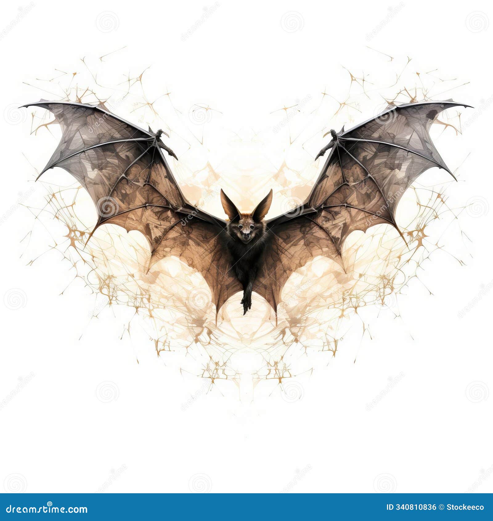 algorithmic art bat   on white background full body