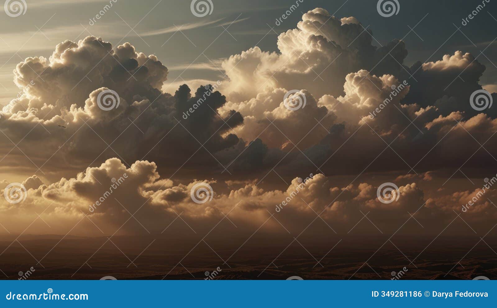 majestic billowing clouds at sunset with dramatic lighting and textures