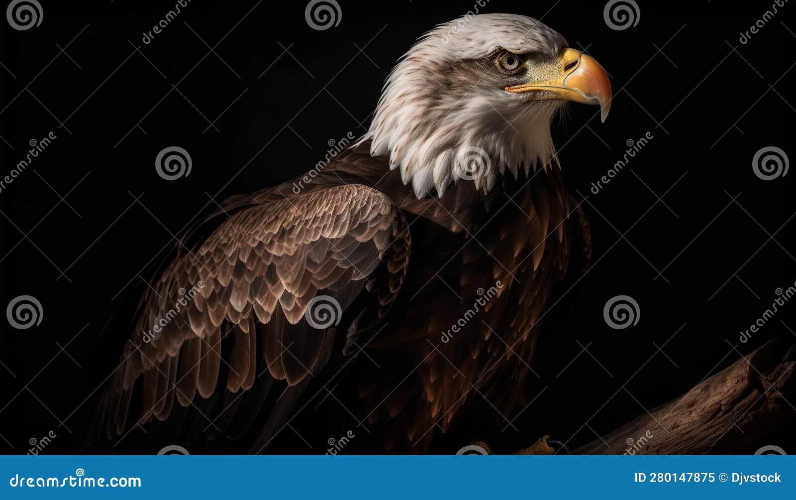 Majestic Bird of Prey, Bald Eagle, Perching with Sharp Talons Generated