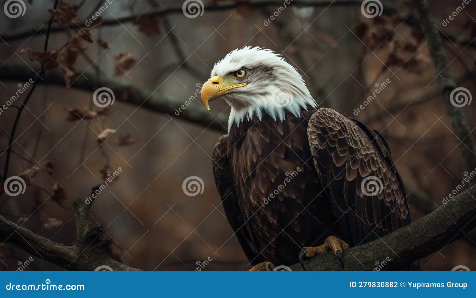 Majestic Bird of Prey Perching on Branch, Talons in Focus Generated by