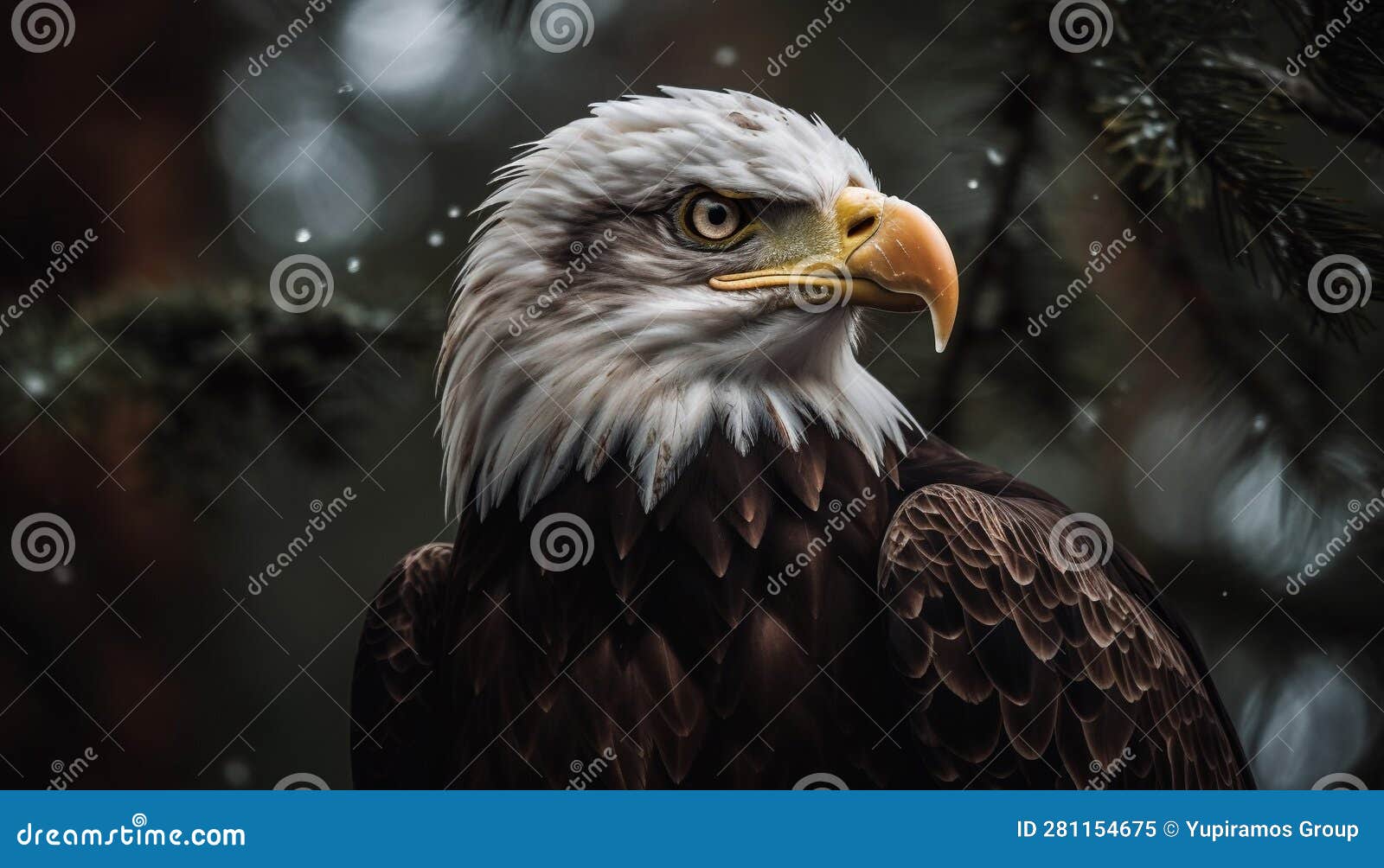 Majestic Bird of Prey Perching on Branch, Talons in Focus Generated by