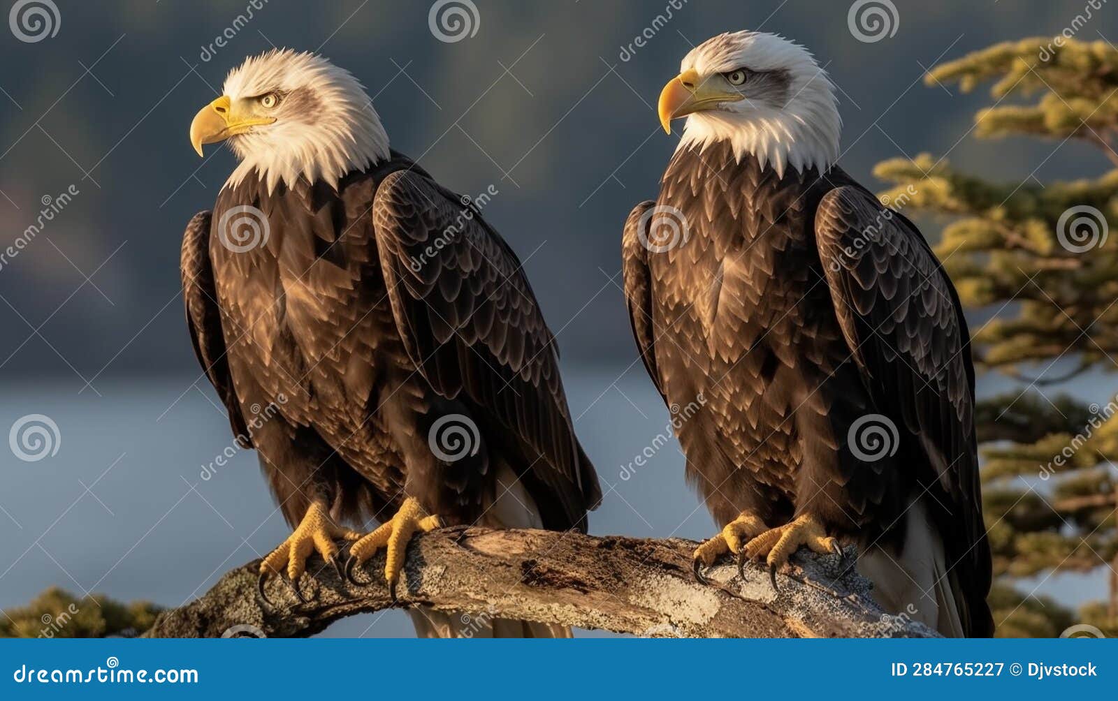 Majestic Bird of Prey Perching on Branch, Talons Ready To Hunt