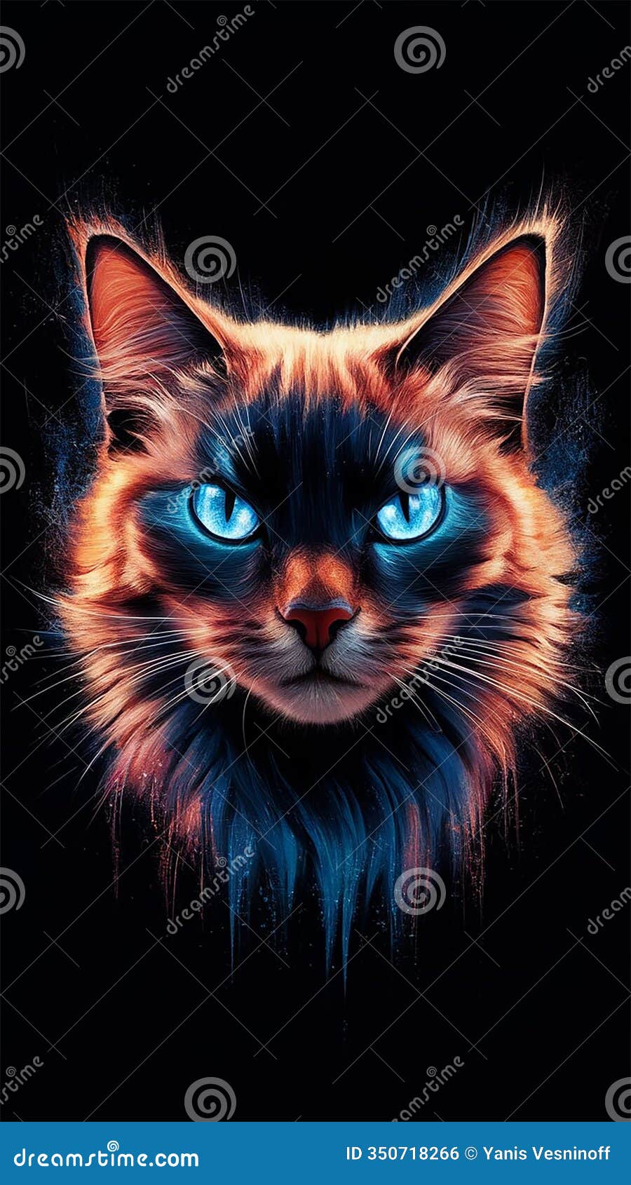 majestic cat, with its head prominently displayed, showcasing extraordinary blue eyes