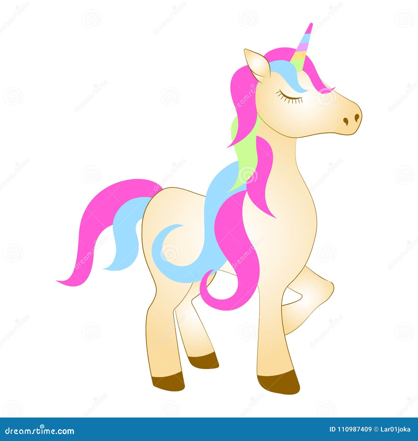 majestic cute unicorn cartoon character. fantasy