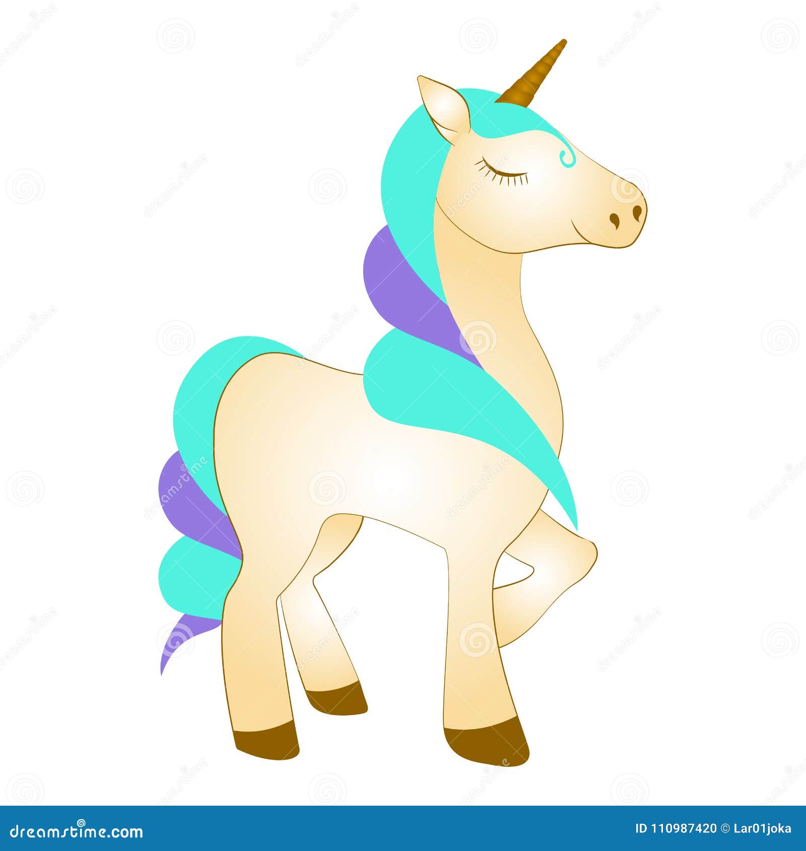 Majestic Cute Unicorn Cartoon Character Fantasy Stock Vector