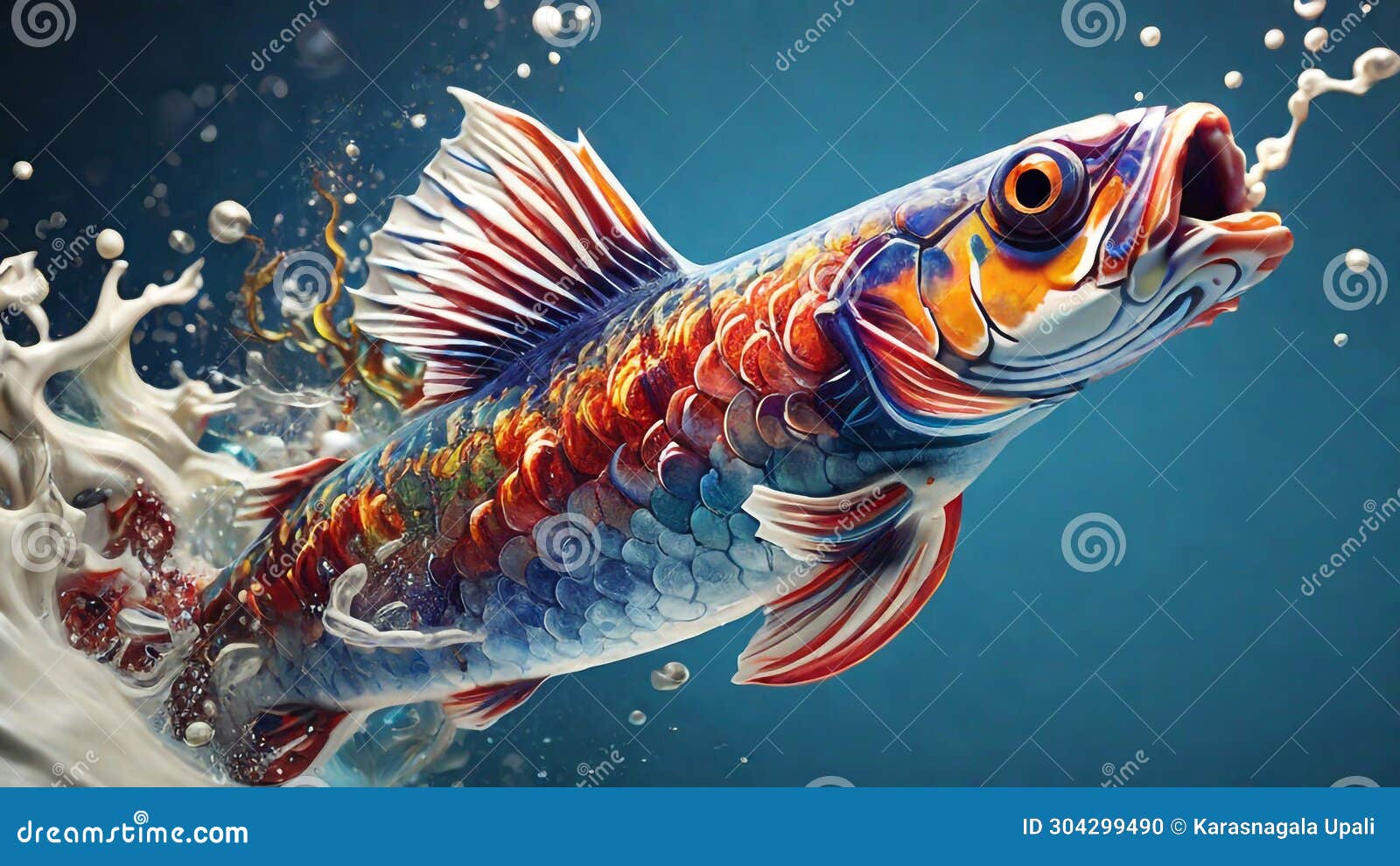 Majestic Fish Floating in Oceanic Bliss. Stock Illustration