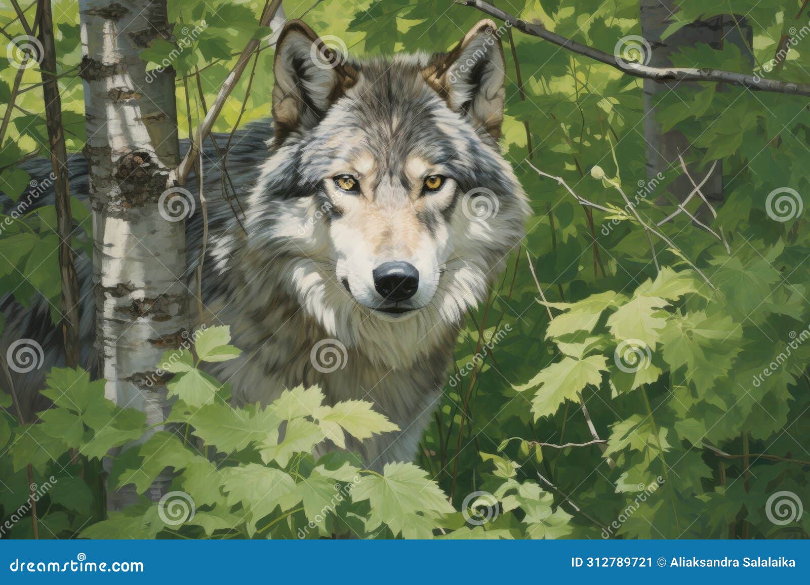 majestic gray wolf stealthily prowling through dense and untamed forest wilderness