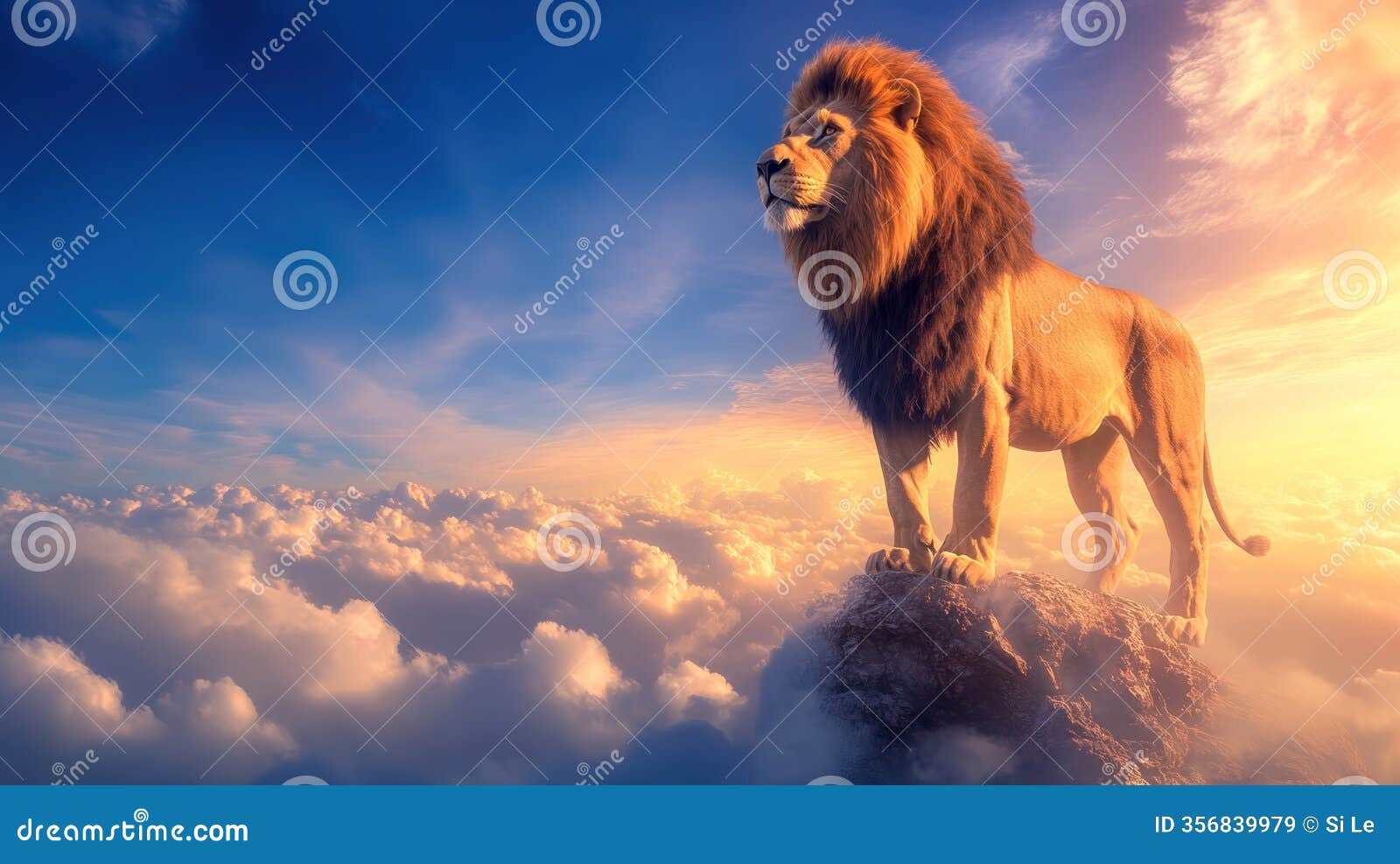 majestic lion surveying african savannah at sunset:  of strength and natural beauty for travel, advertising, and i