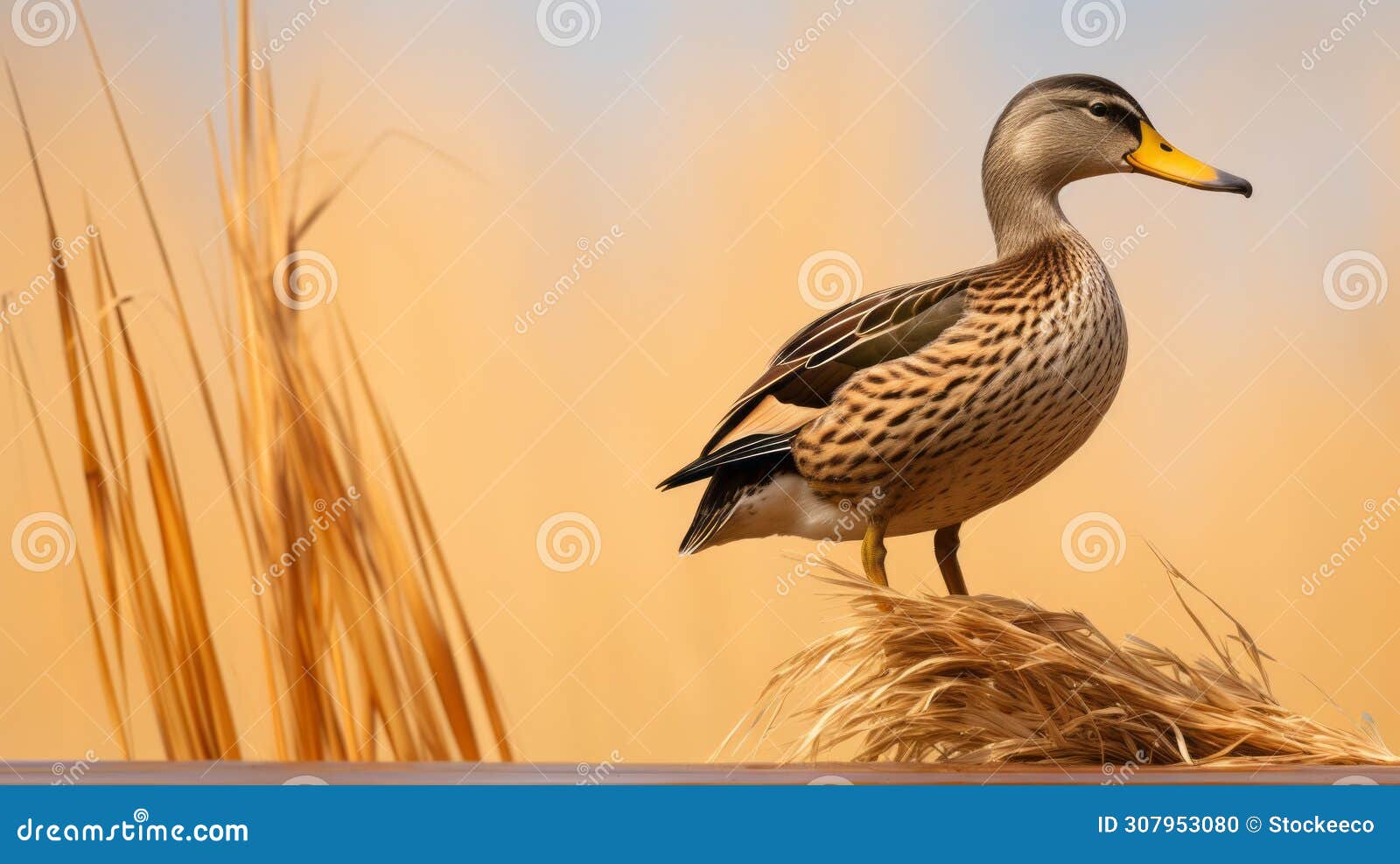 majestic mallard duck in golden hues - uhd image with softbox lighting