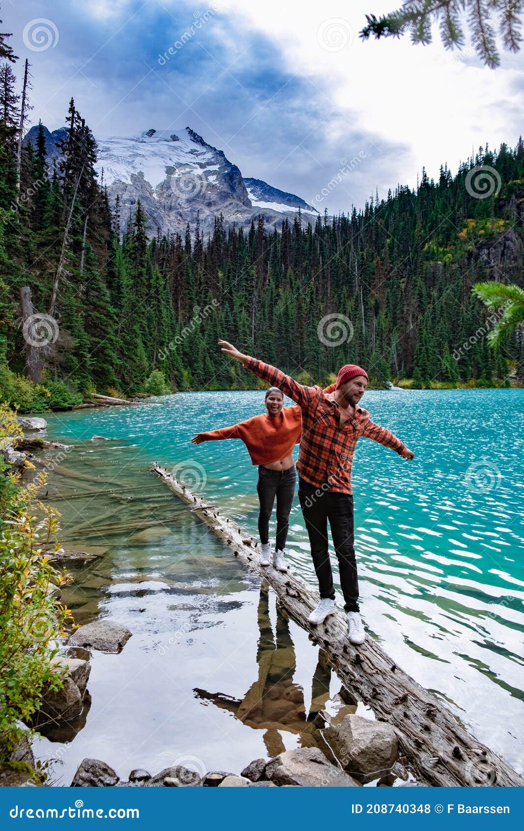 Majestic Mountain Lake In Canada Upper Joffre Lake Trail View Couple