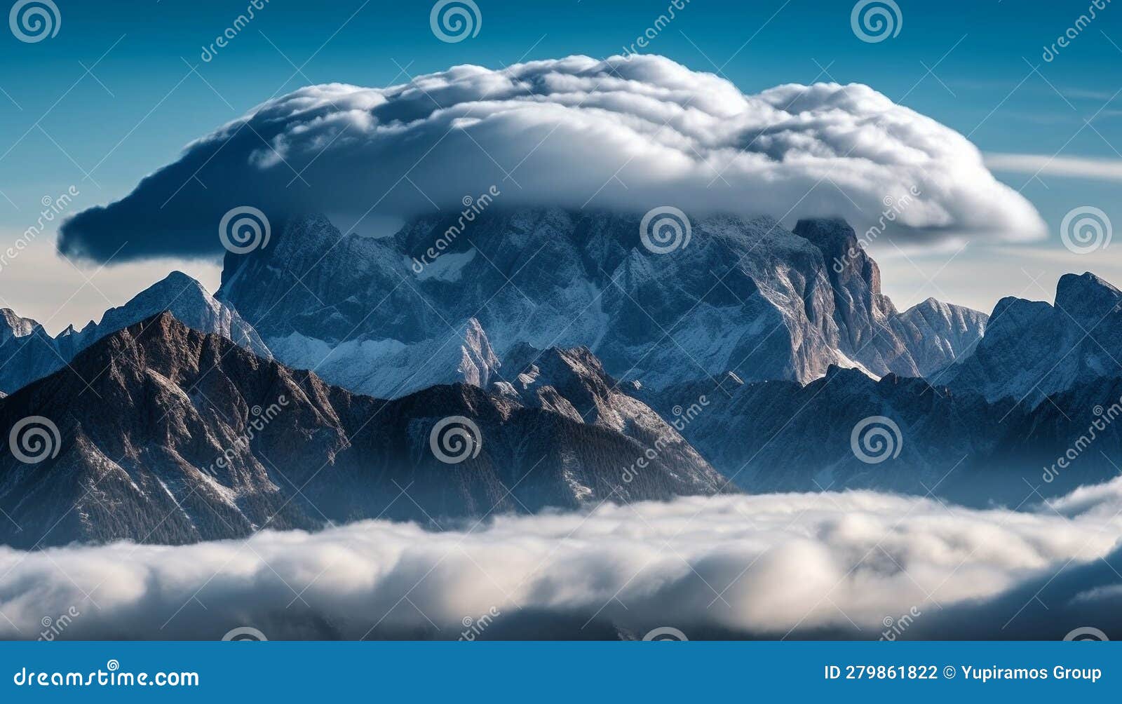 Majestic Mountain Peak Rises High Above Tranquil Landscape Heaven