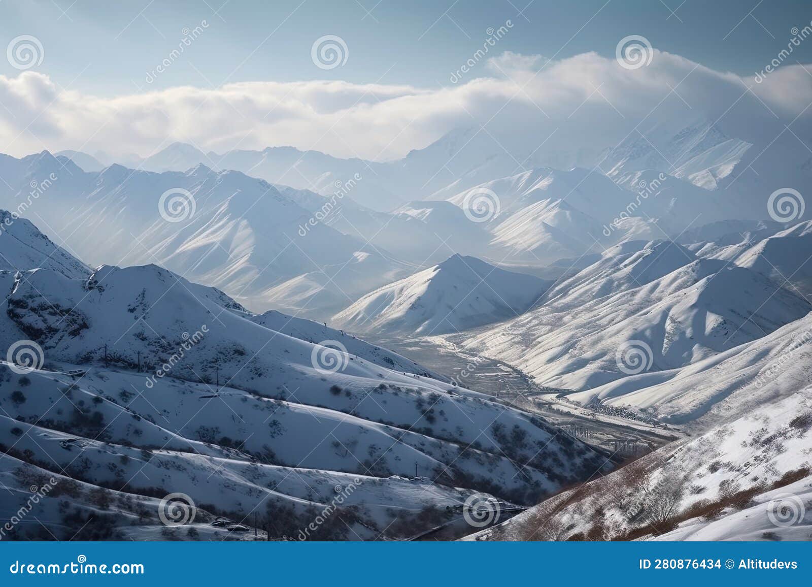 majestic mountain ranges, covered in a blanket of white snow