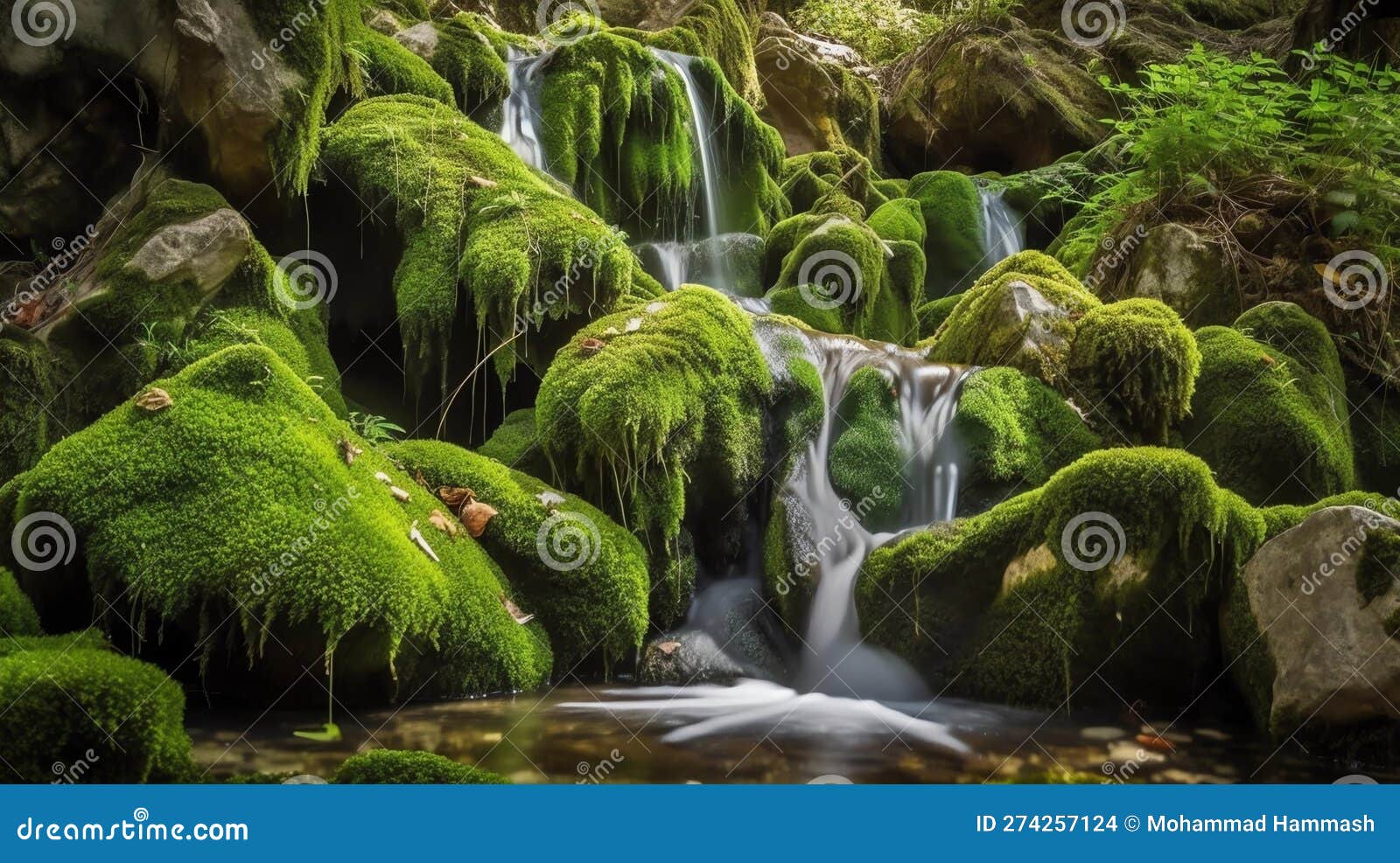 majestic waterfall in forest, made with generative ai